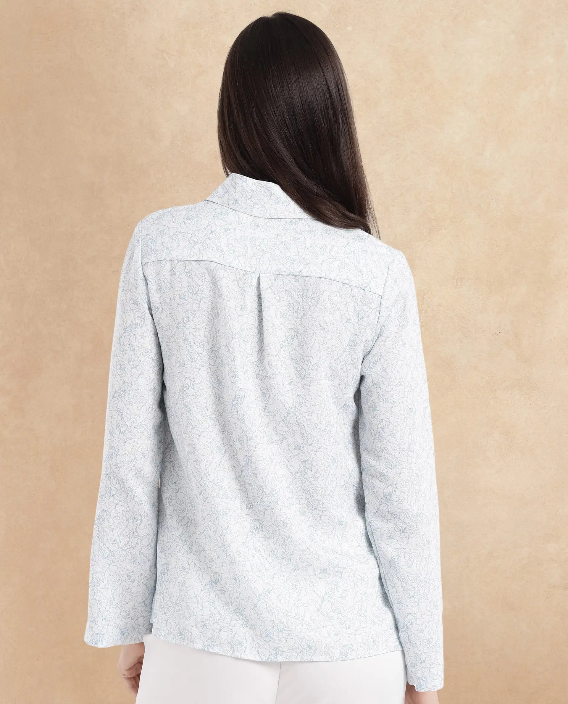 Rareism Women Sesent Light Multi Cuffed Sleeve Collared Neck  Abstract Print Top