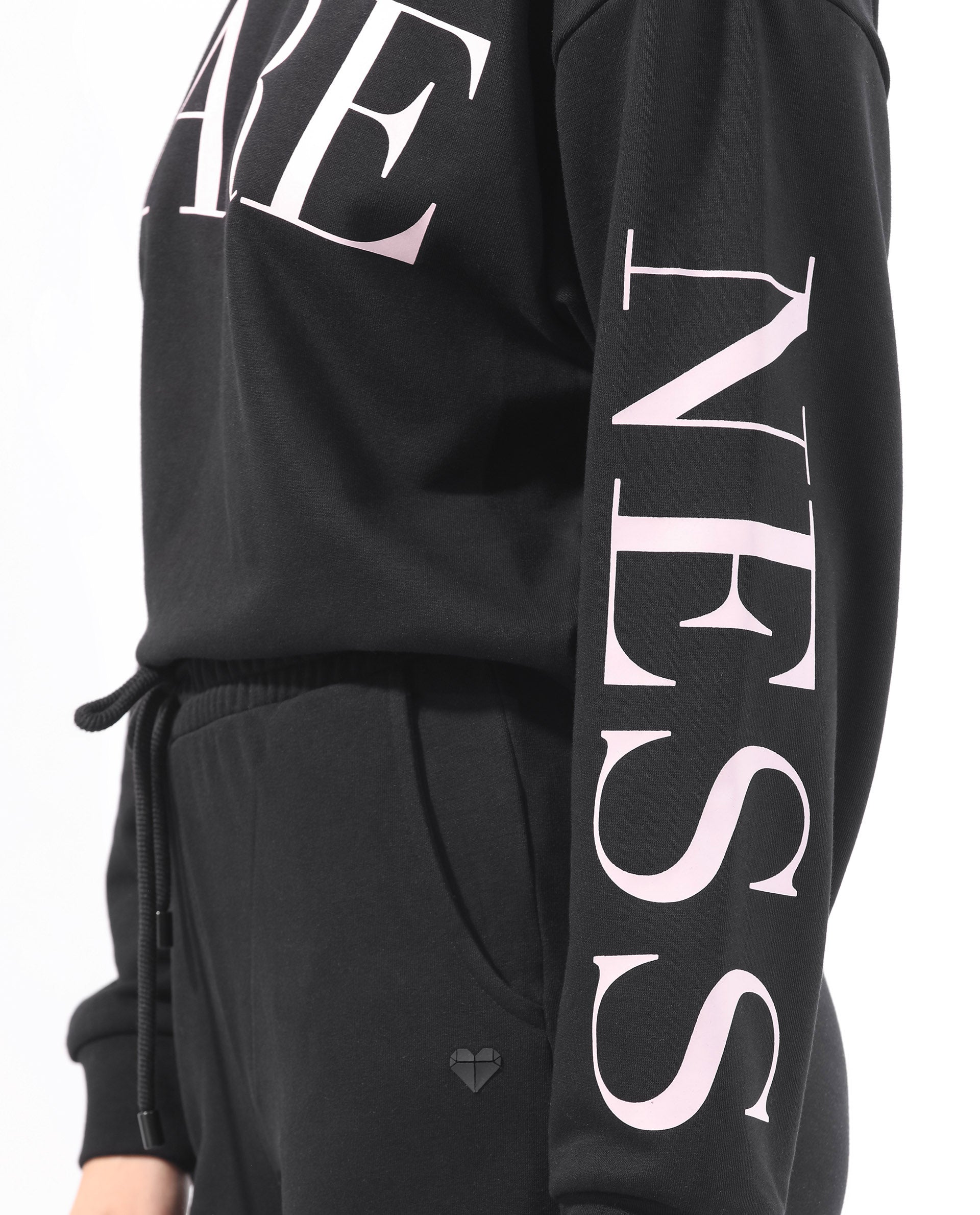 Rareism Women Shelly Black Poly Cotton Fabric Relaxed Fit Full Sleeves Solid Round Neck Sweatshirt