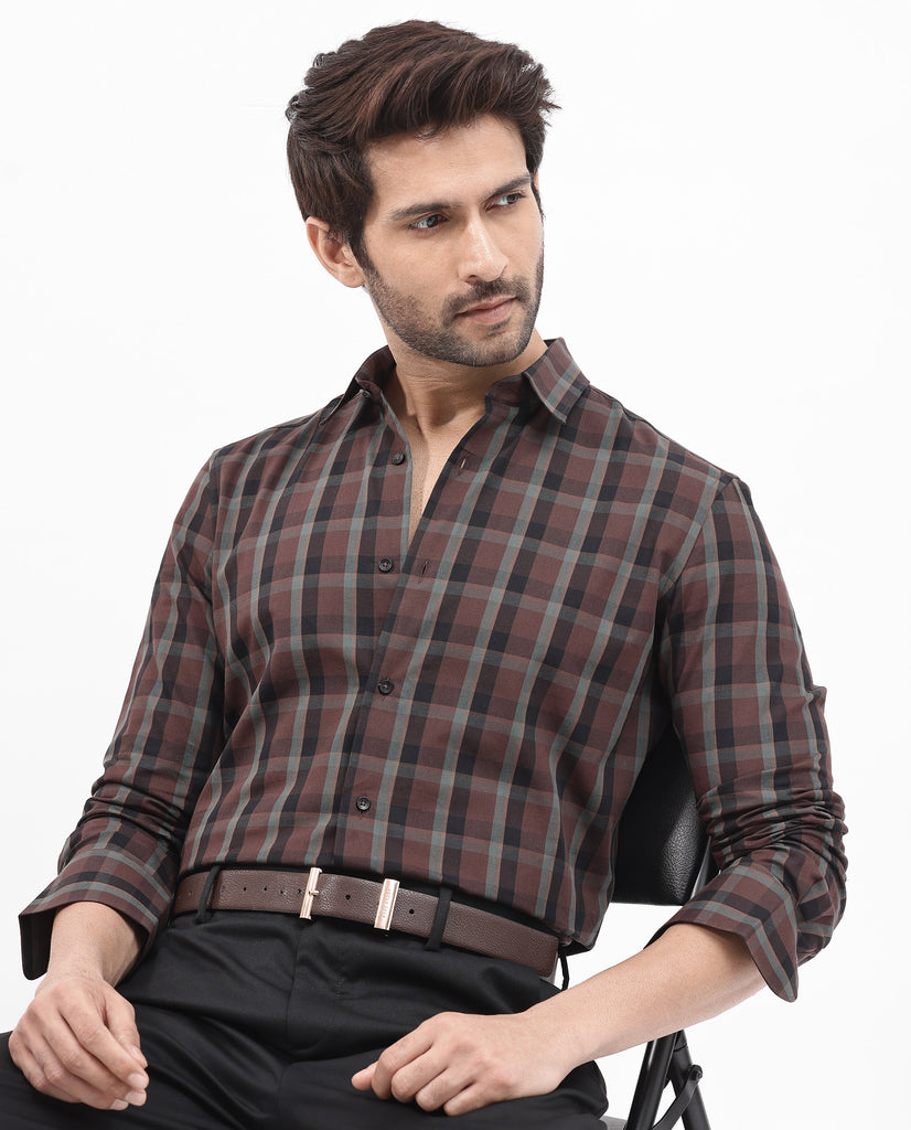 Men'S Brown Rayon Knit Mock Neck Shirt main image 1