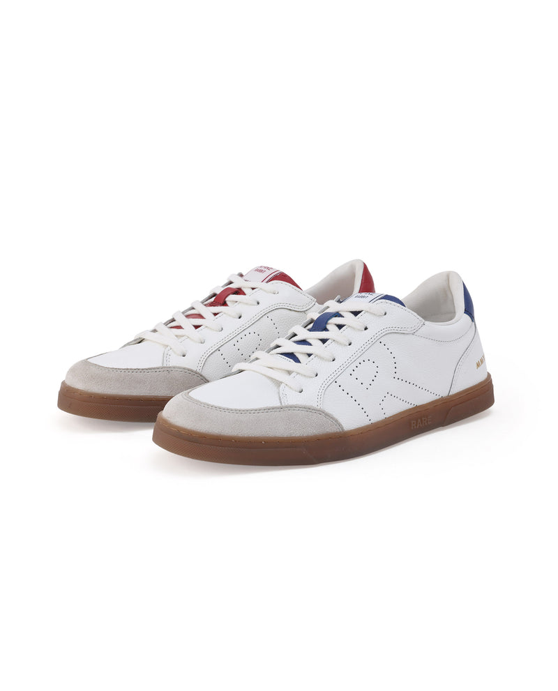 Rare Rabbit Mens Rocco White Round Toe Low Top Perforated Lace-Up Sneaker Shoes