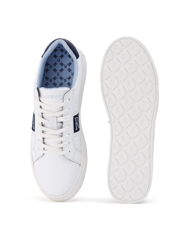 Rare Rabbit Men's Galileo Blue Round Toe Statement Branding Smart Casual Sneaker Shoes