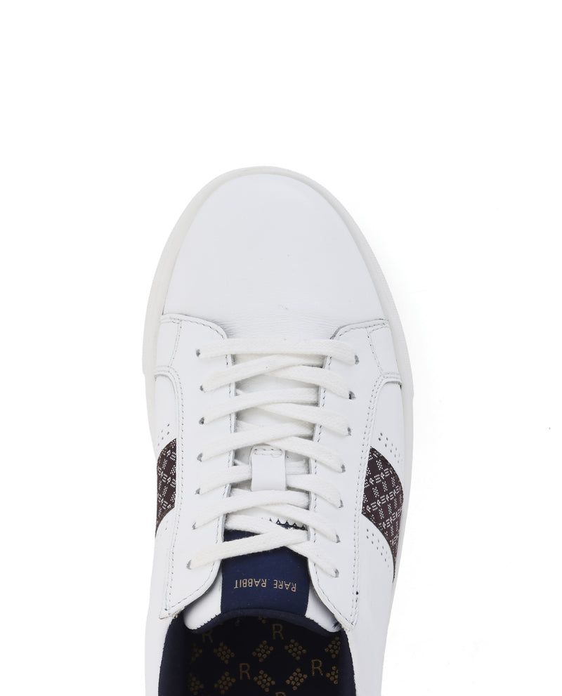 Rare Rabbit Men's Galileo Pro White Round Toe Monogram Branding Smart Casual Sneaker Shoes