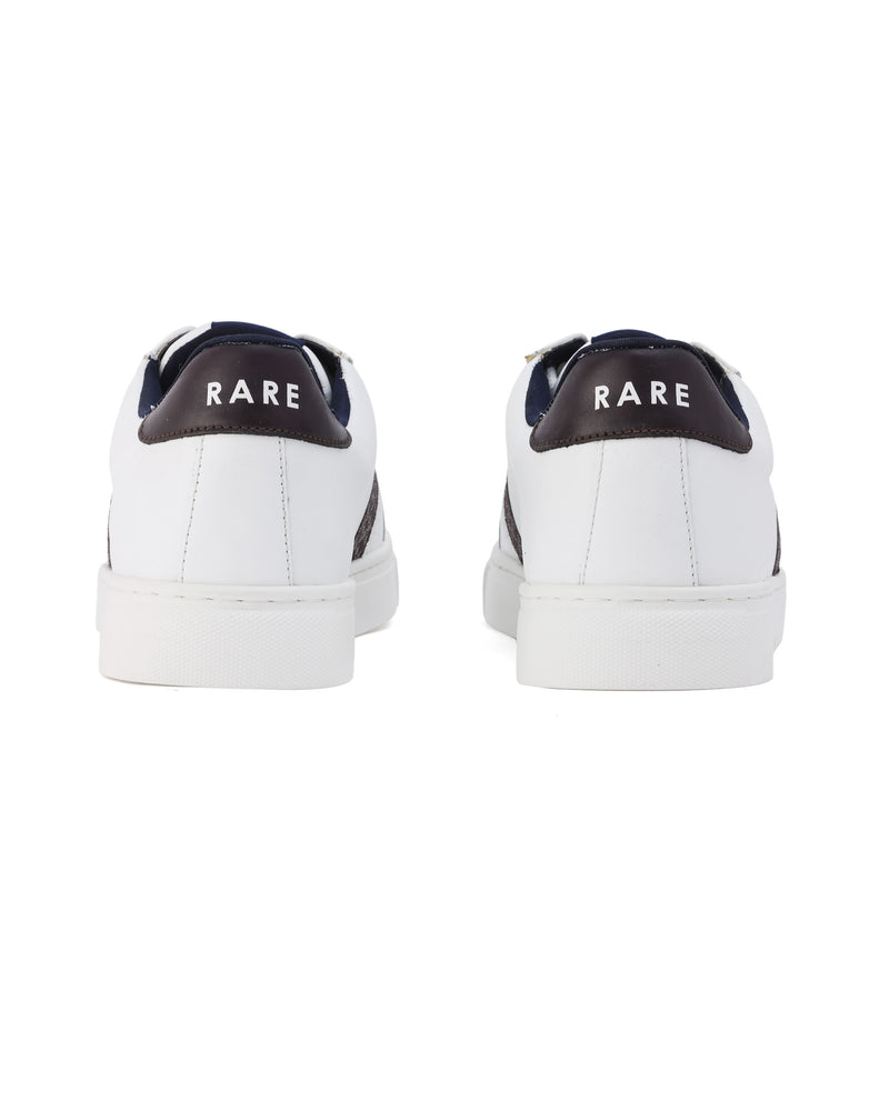 Rare Rabbit Men's Galileo Pro White Round Toe Monogram Branding Smart Casual Sneaker Shoes