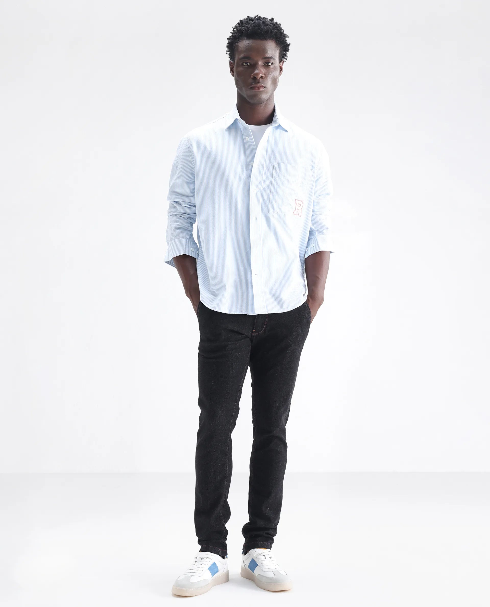 Rare Rabbit Men's Shooter Black Cotton Plain Hawk Slim Fit Jeans