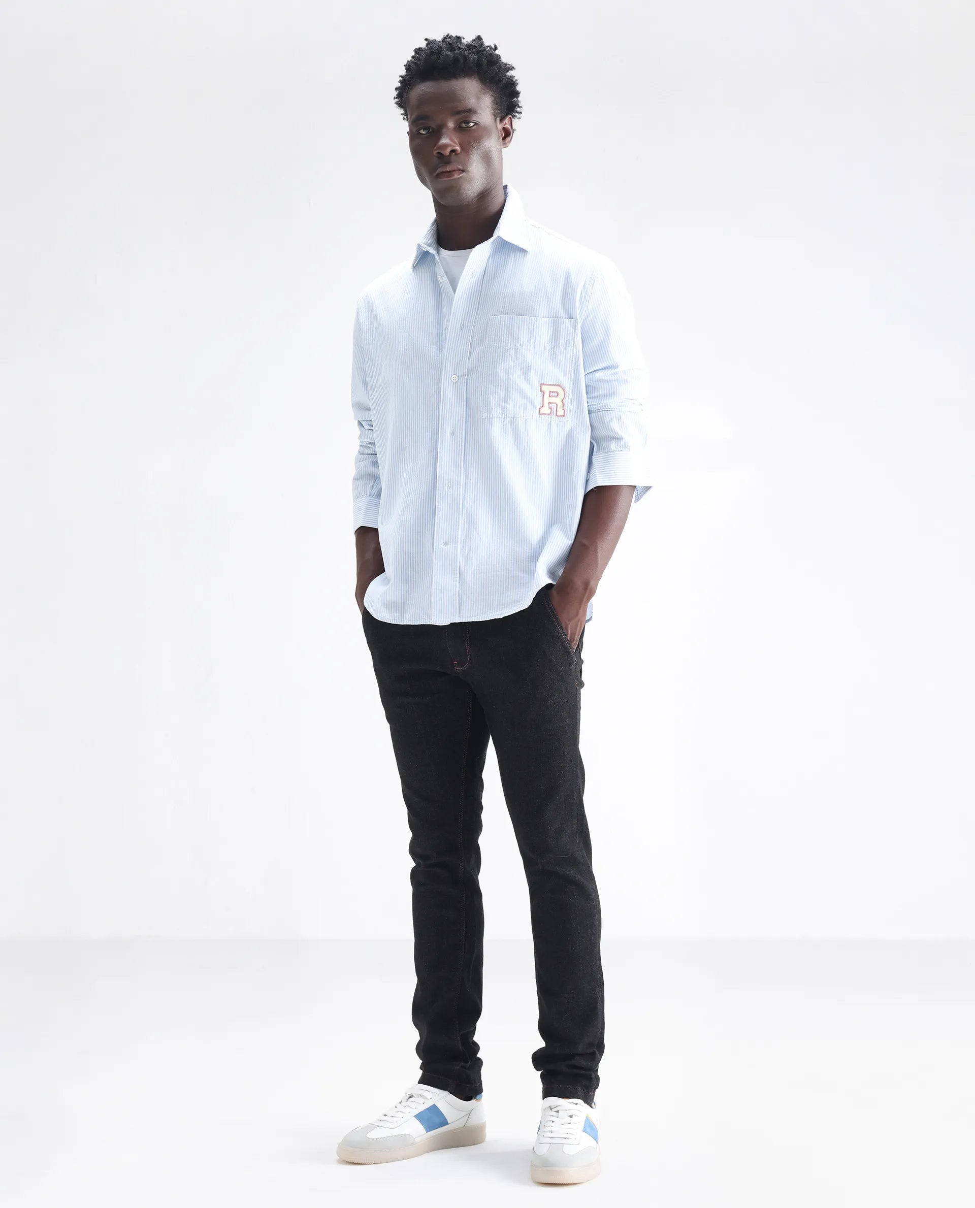 Rare Rabbit Men's Shooter Black Cotton Plain Hawk Slim Fit Jeans