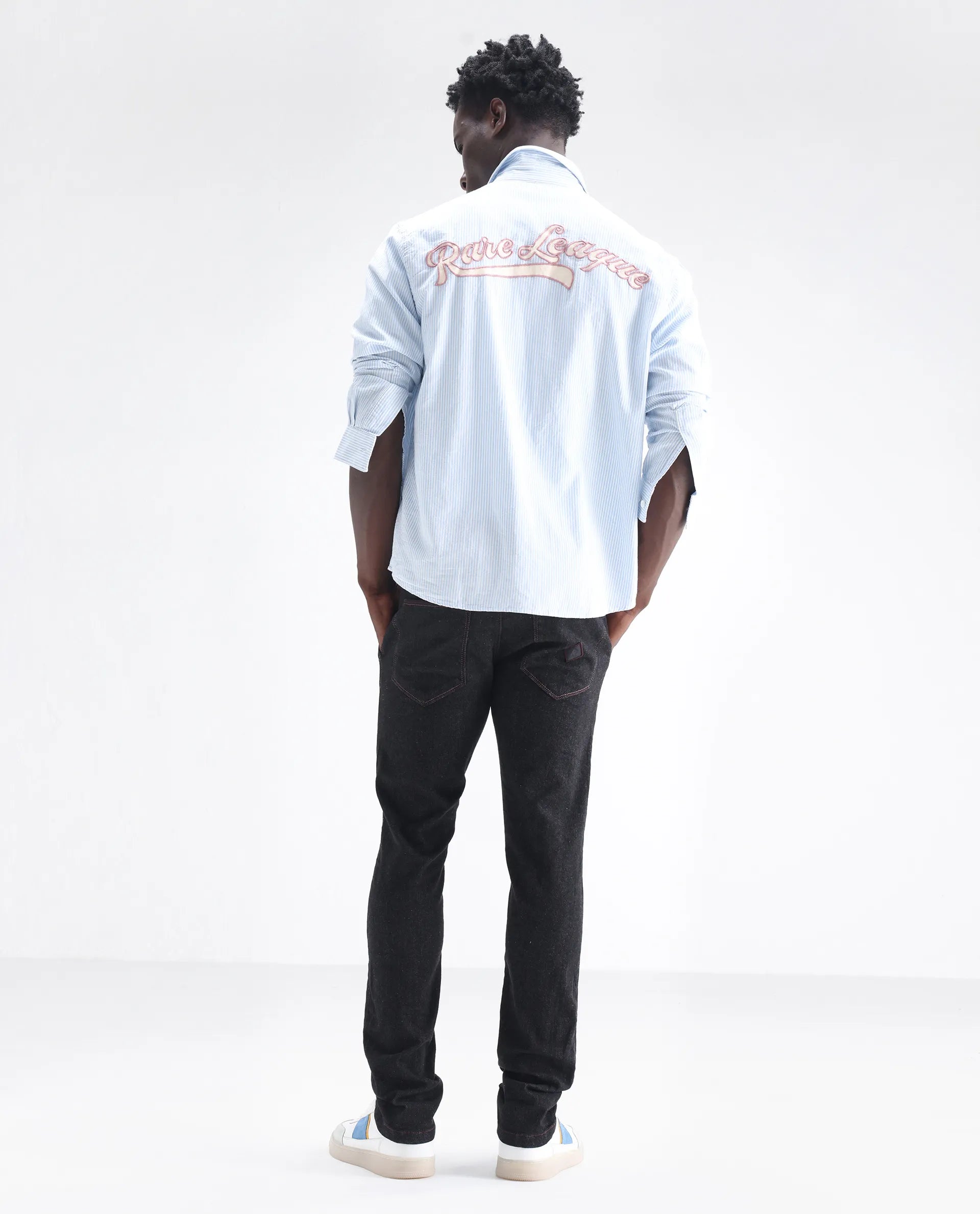 Rare Rabbit Men's Shooter Black Cotton Plain Hawk Slim Fit Jeans