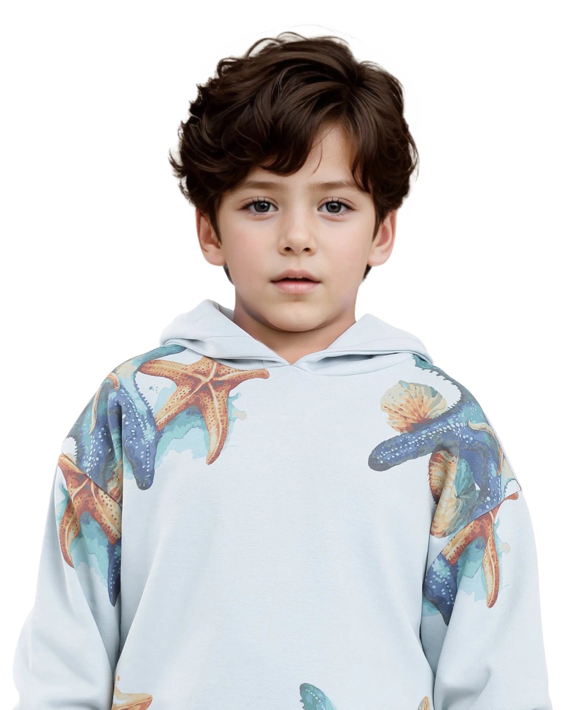 Rare Ones Kids Simson Pastel Blue Cotton Poly Full Sleeve Digital Print Sweatshirt