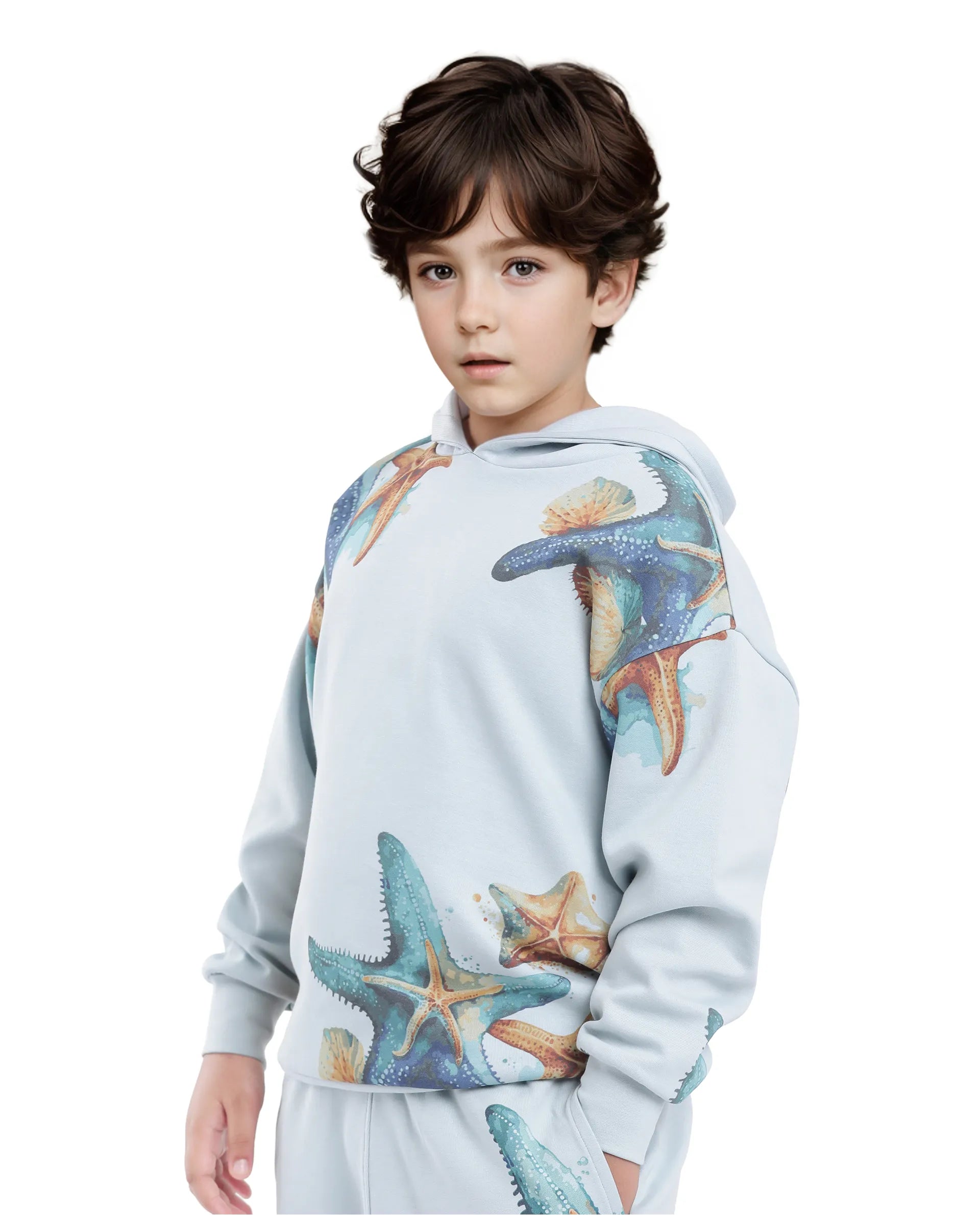 Rare Ones Kids Simson Pastel Blue Cotton Poly Full Sleeve Digital Print Sweatshirt