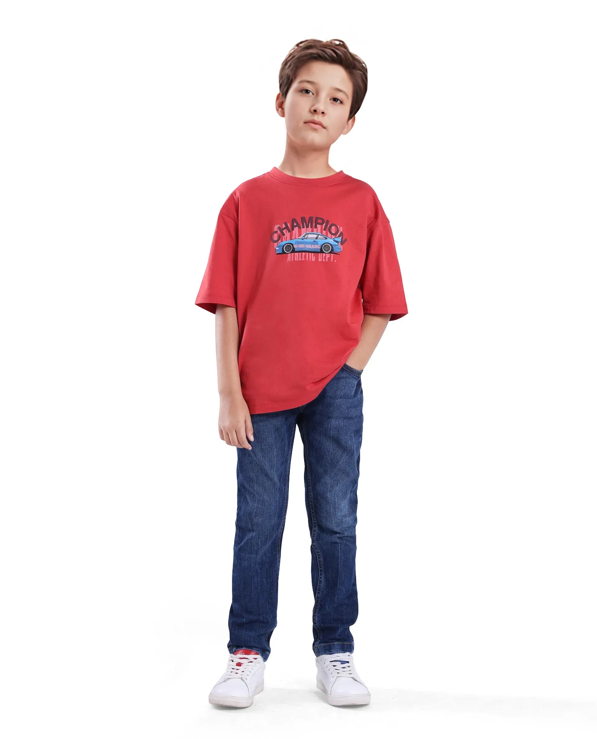 Rare Ones Kids Sira Dark Blue Cotton Solid Button And Zip Closure Slim Fit Jeans