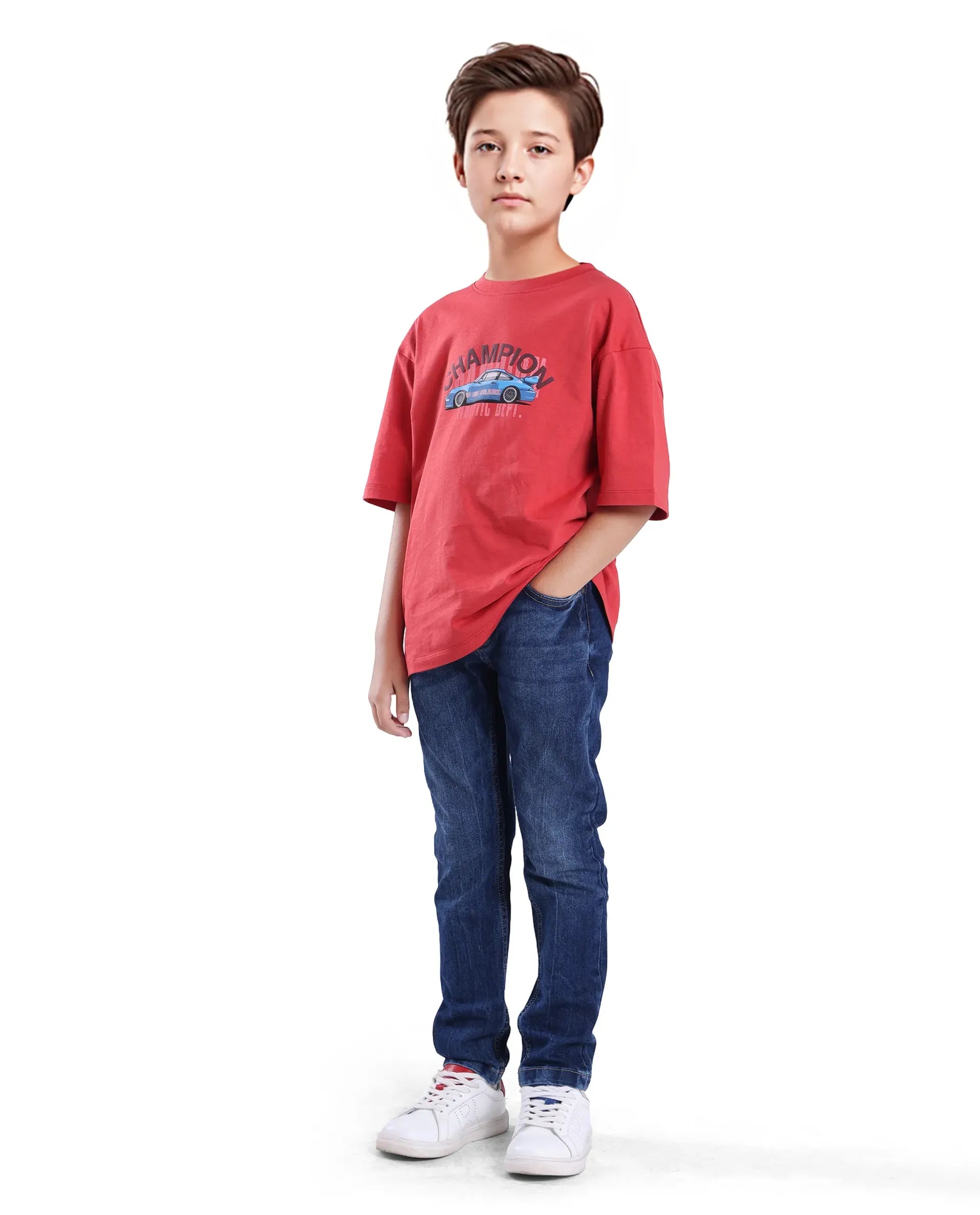 Rare Ones Kids Sira Dark Blue Cotton Solid Button And Zip Closure Slim Fit Jeans