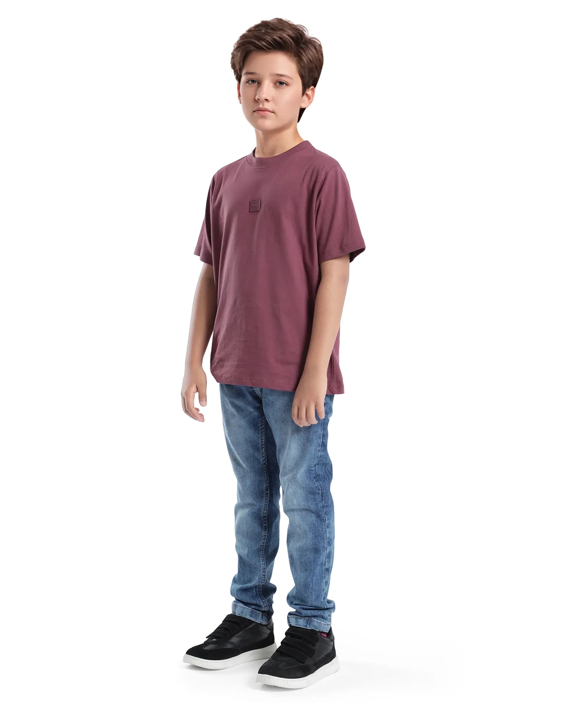 Rare Ones Kids Sira Light Blue Cotton Solid Button And Zip Closure Slim Fit Fit Jeans