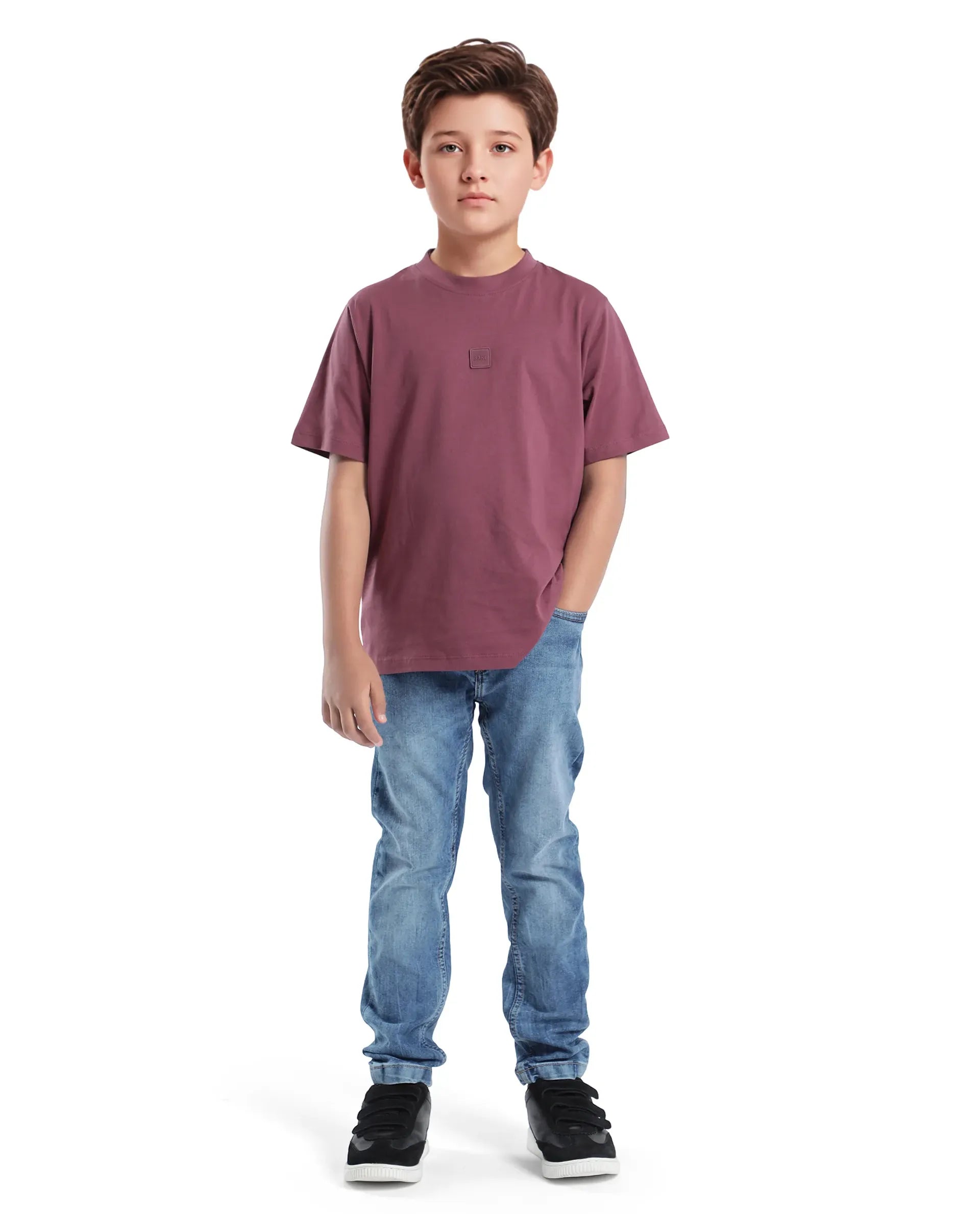 Rare Ones Kids Sira Light Blue Cotton Solid Button And Zip Closure Slim Fit Fit Jeans