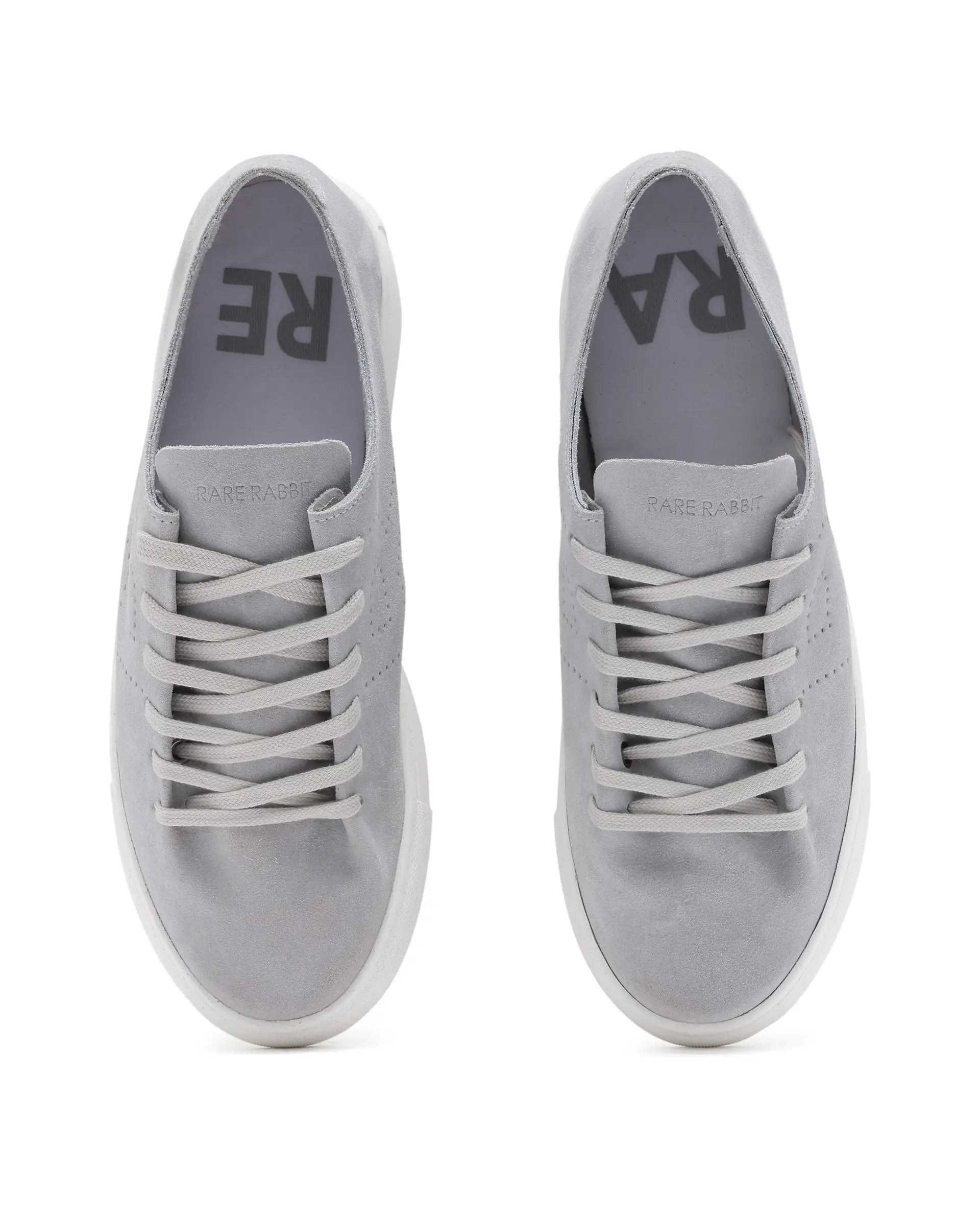 Rare Rabbit Men Skin Light Grey Suede Monotone Upper Low-Top Lace-Up Plain Shoes