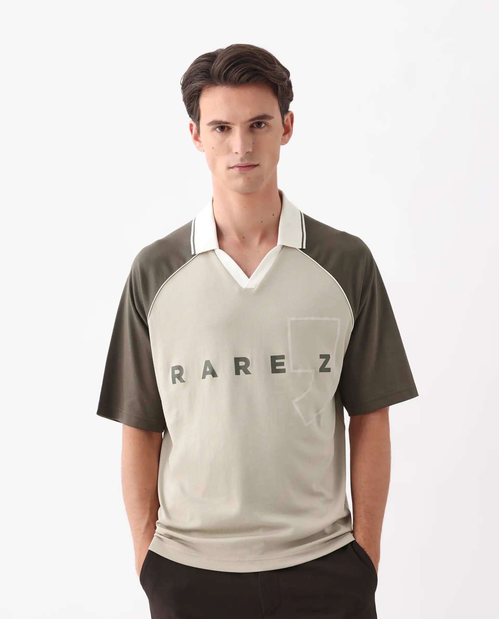 Rare Rabbit Men's Skot Beige Polyester Blend Graphic Print Oversized Fit Half Sleeve Crew Neck T-Shirt