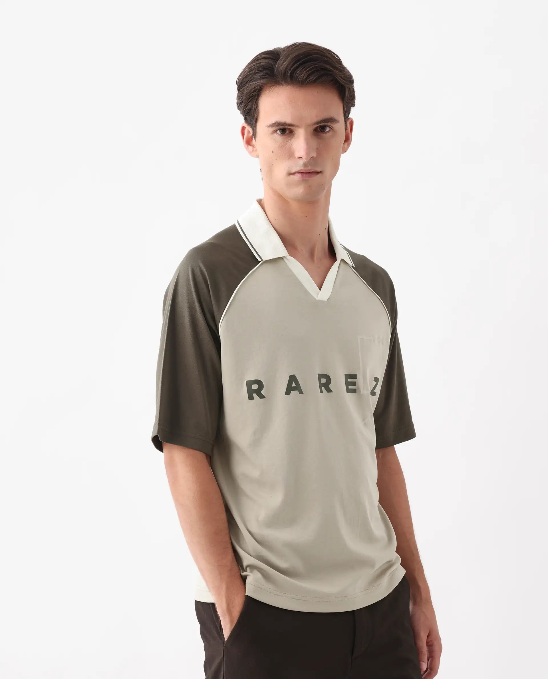 Rare Rabbit Men's Skot Beige Polyester Blend Graphic Print Oversized Fit Half Sleeve Crew Neck T-Shirt