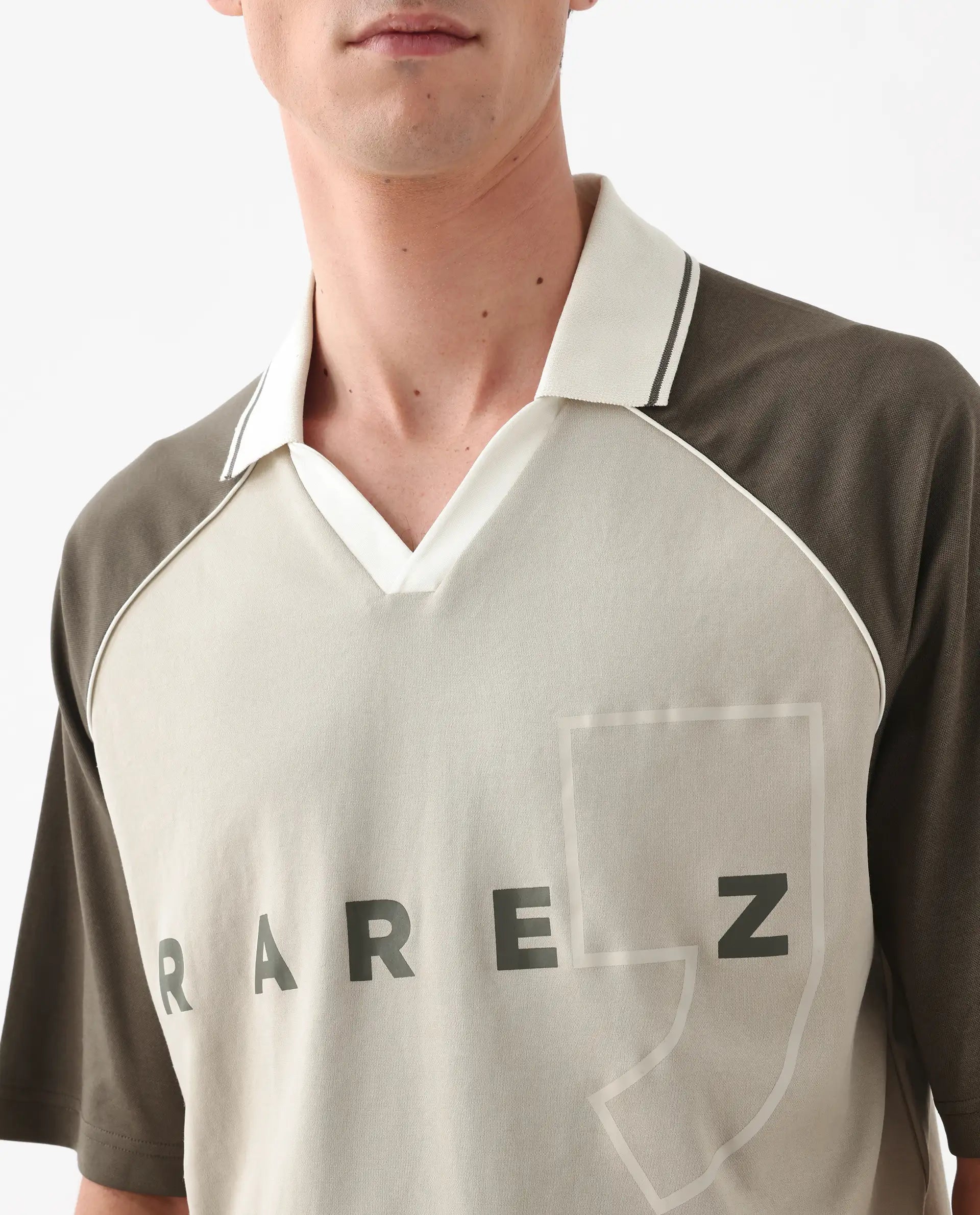 Rare Rabbit Men's Skot Beige Polyester Blend Graphic Print Oversized Fit Half Sleeve Crew Neck T-Shirt