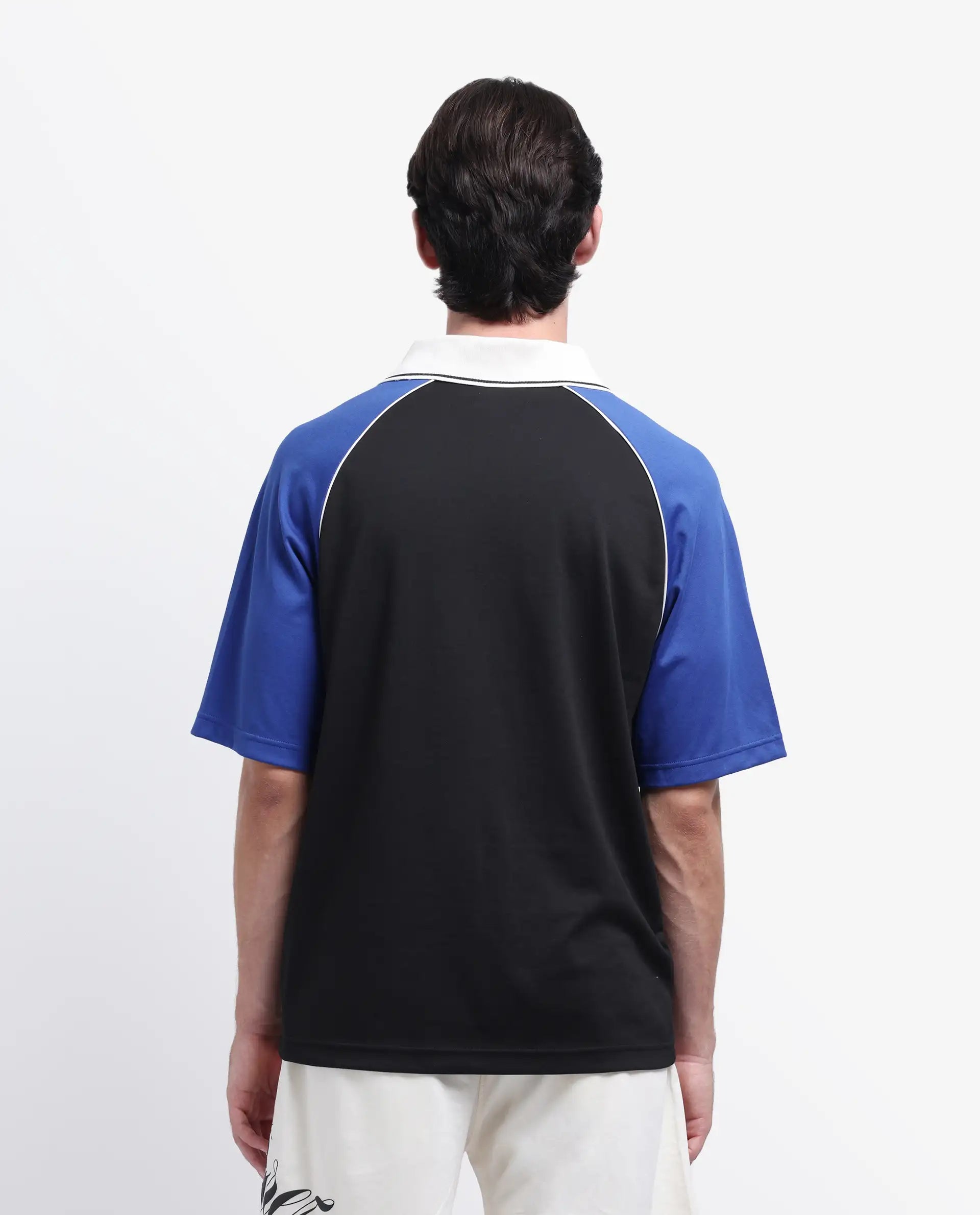 Rare Rabbit Men's Skot Black Polyester Blend Graphic Print Oversized Fit Half Sleeve Polo