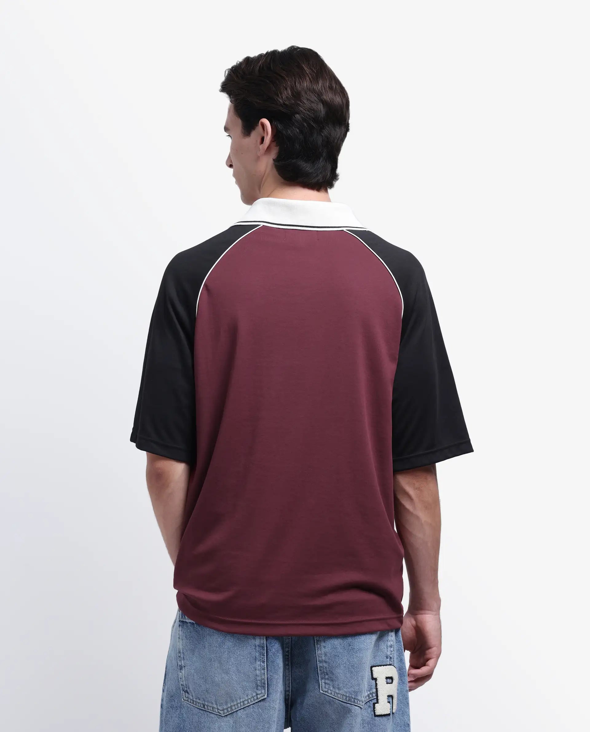 Rare Rabbit Men's Skot Maroon Polyester Blend Graphic Print Oversized Fit Half Sleeve Polo