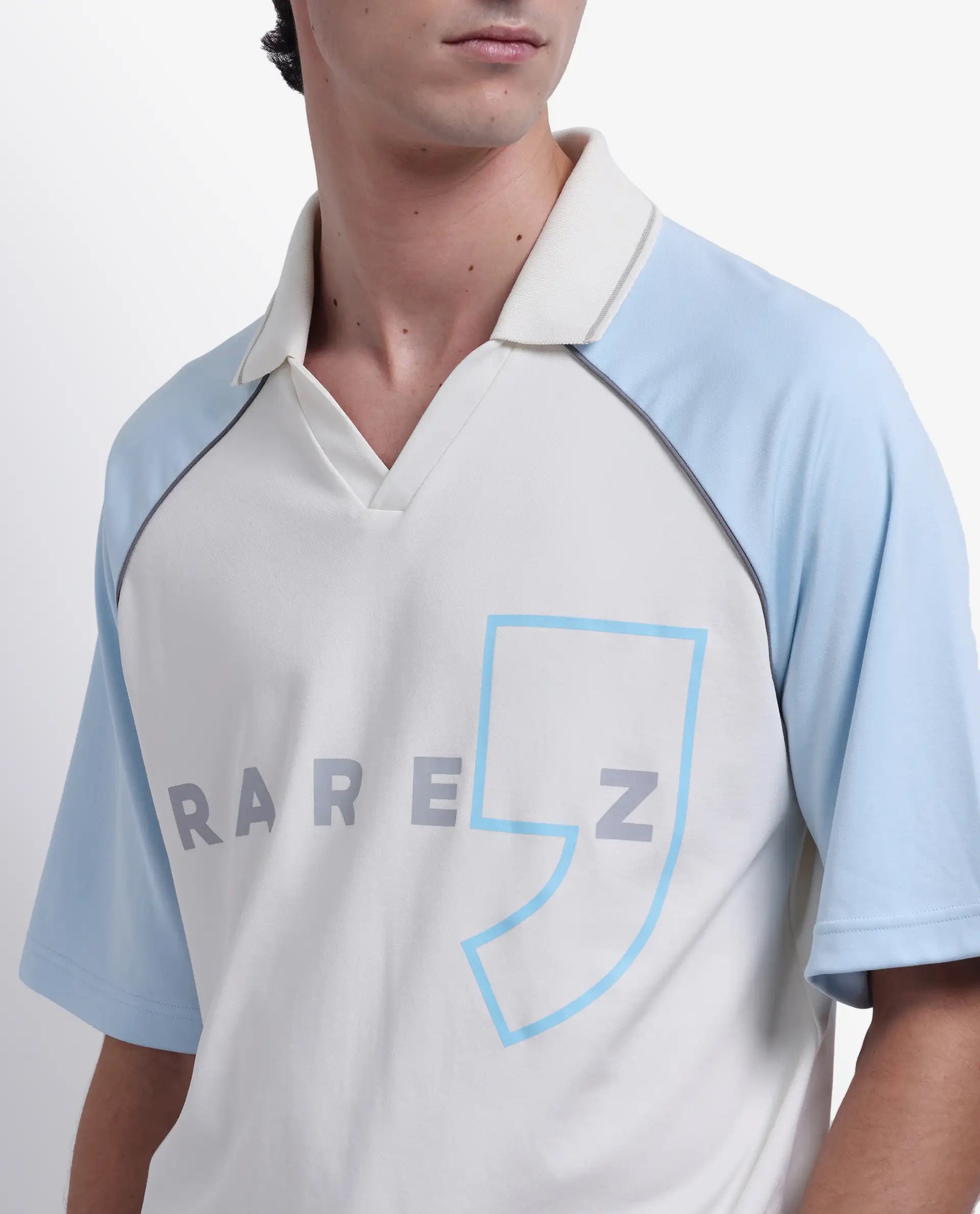 Rare Rabbit Men's Skot Off White Polyester Blend Graphic Print Oversized Fit Half Sleeve Polo