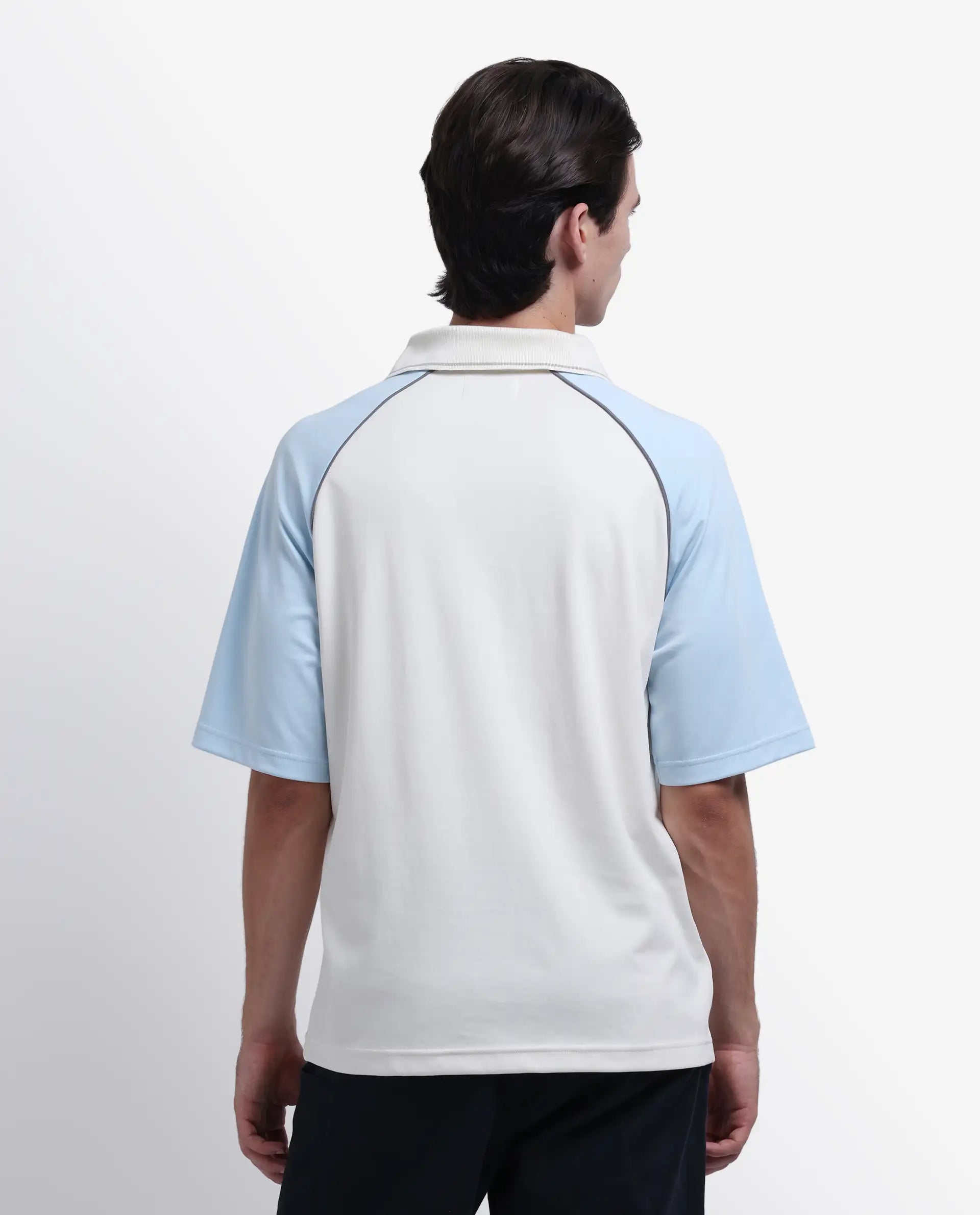 Rare Rabbit Men's Skot Off White Polyester Blend Graphic Print Oversized Fit Half Sleeve Polo