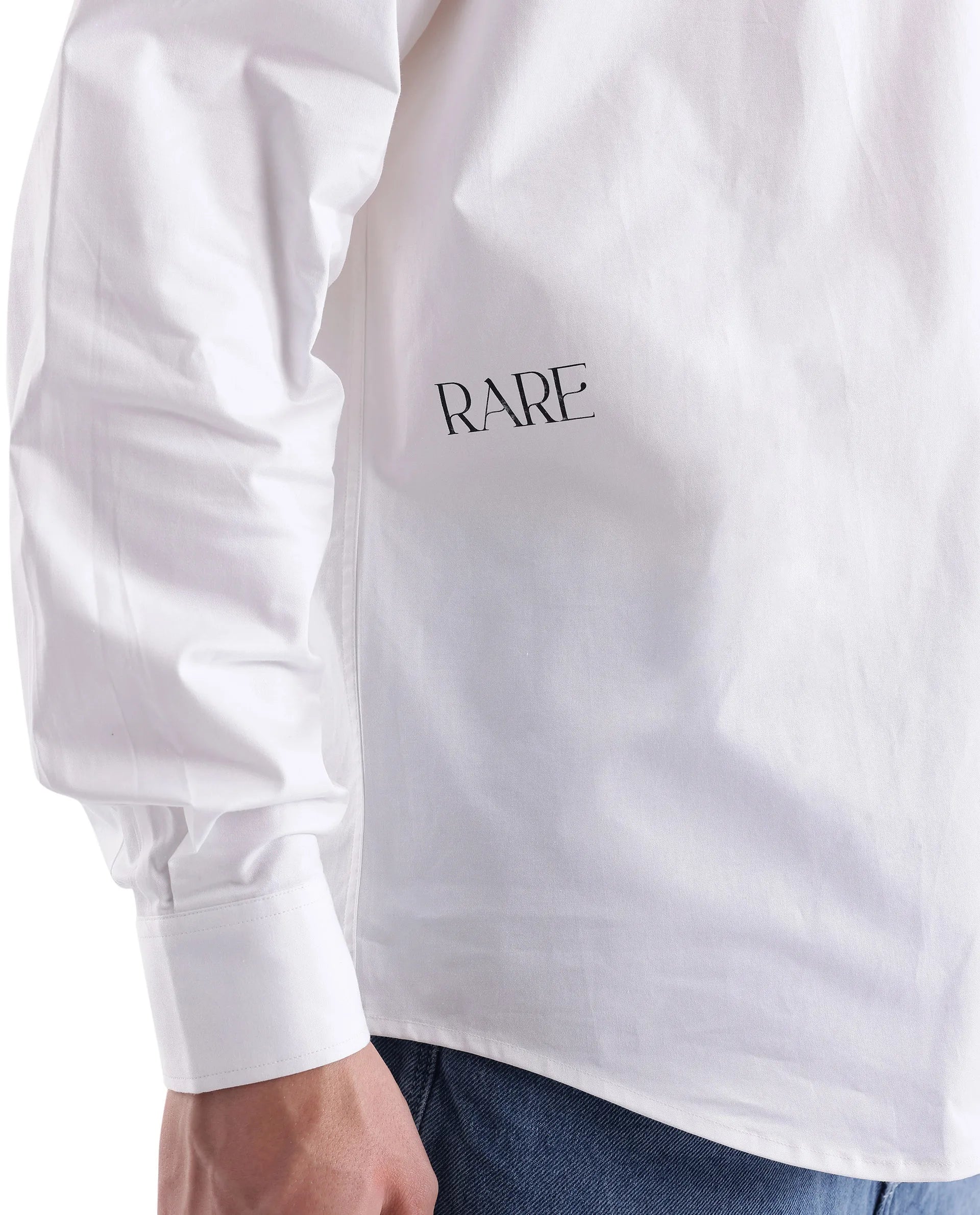 Rare Rabbit Men's Slander White Cotton Fabric Full Sleeve Button Closure Plain Shirt