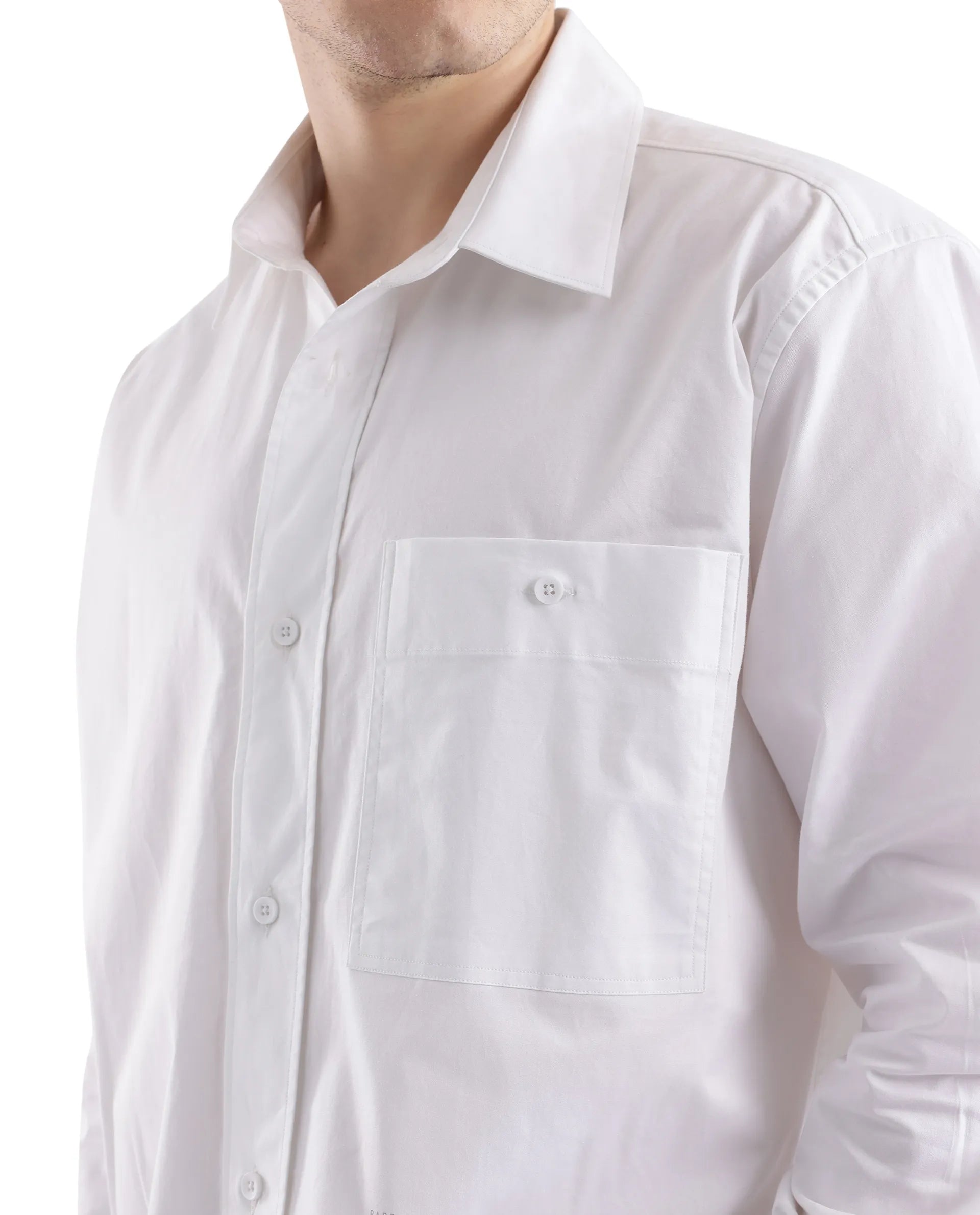 Rare Rabbit Men's Slander White Cotton Fabric Full Sleeve Button Closure Plain Shirt