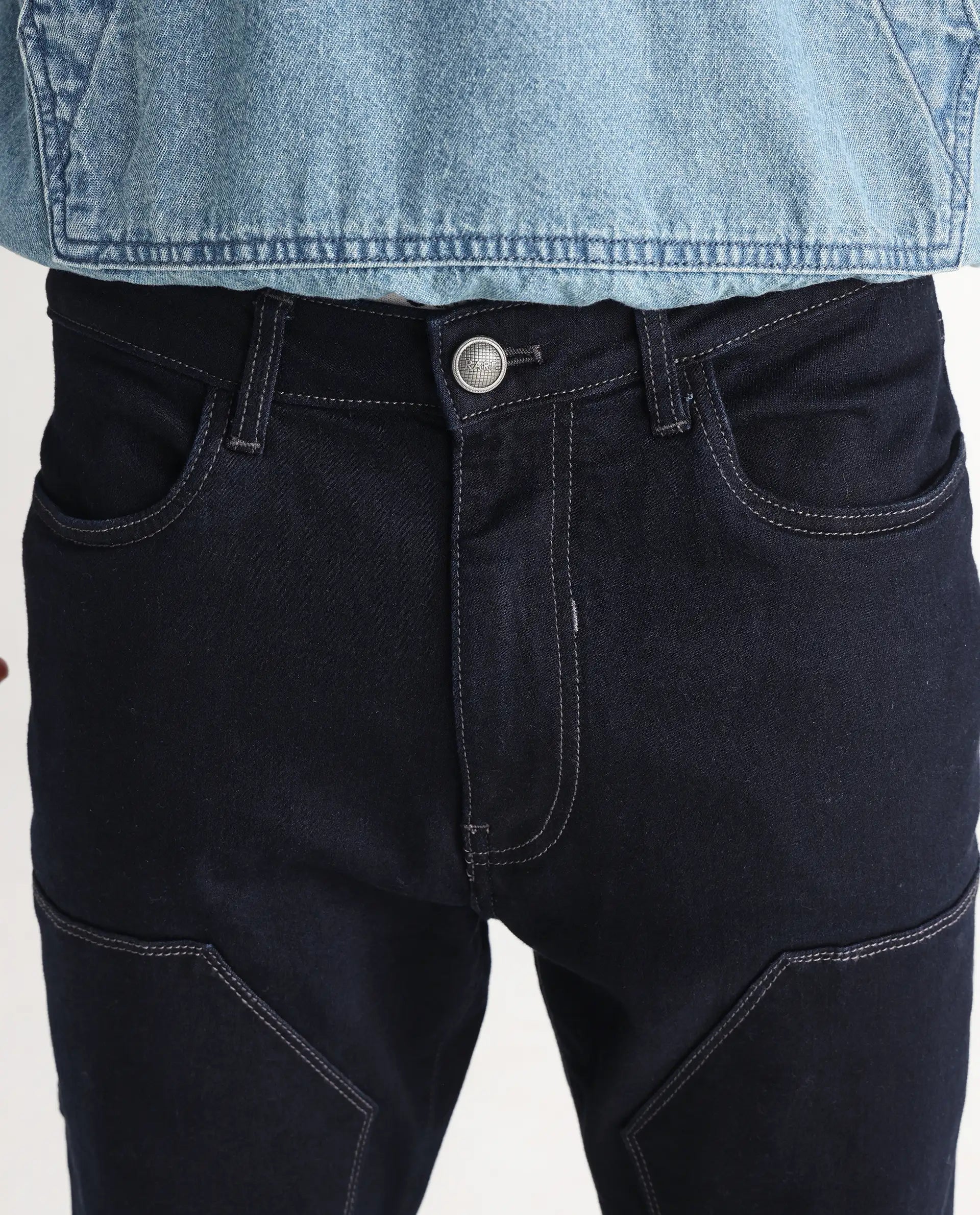 Rare Rabbit Men's Slava Blue Tencel Plain Morris Regular Fit Jeans