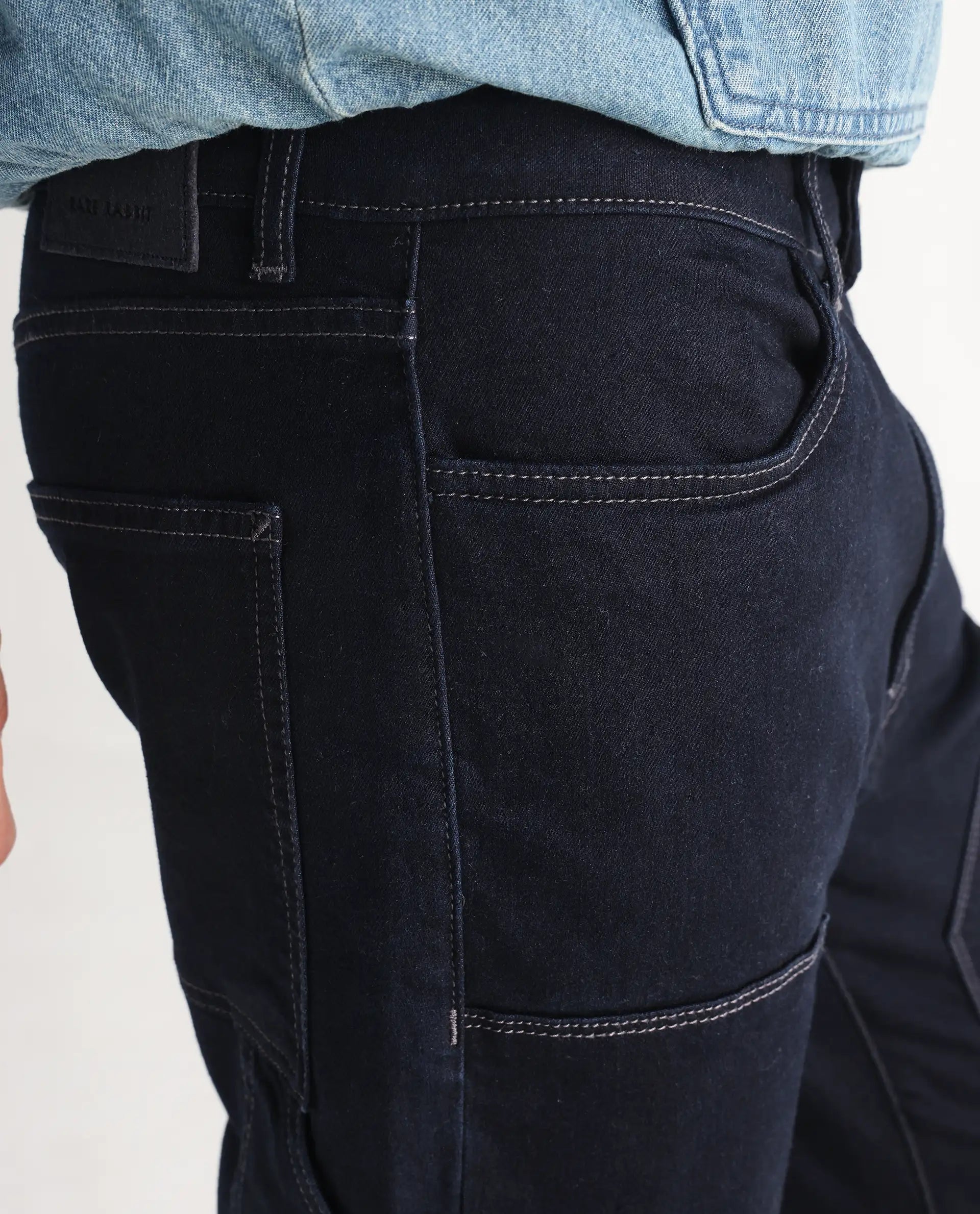 Rare Rabbit Men's Slava Blue Tencel Plain Morris Regular Fit Jeans