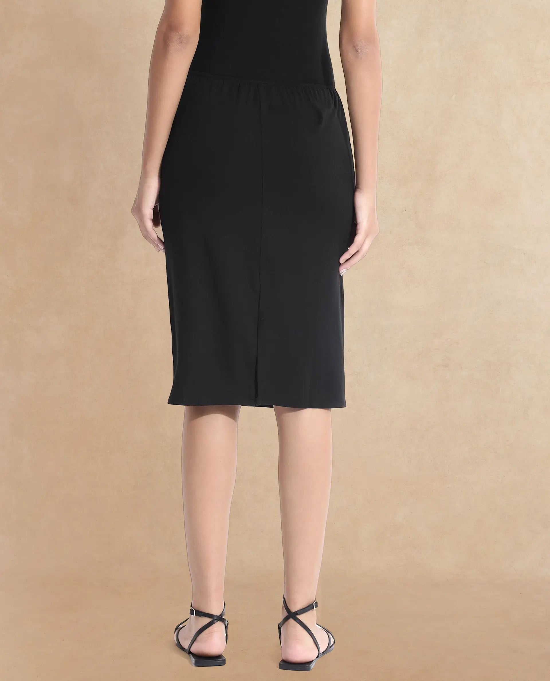 Rareism Women Slippyaa Black Modal Fabric Solid Inner Wear