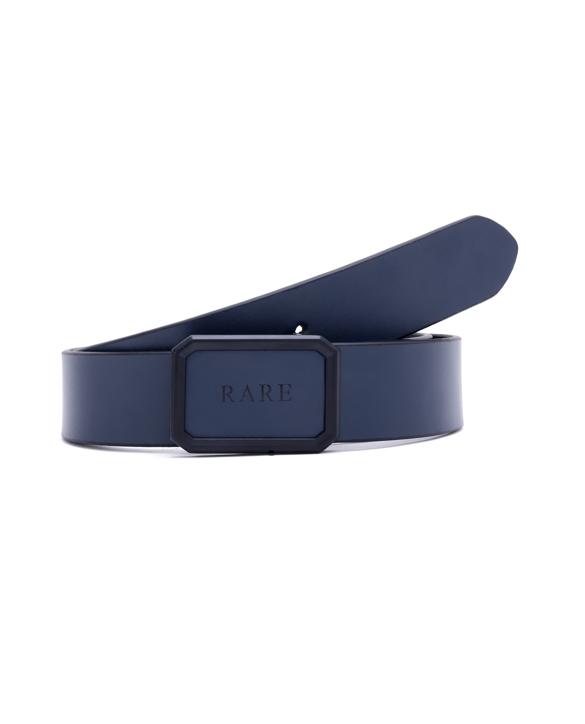 Rare Rabbit Men's Snape Blue Genuine Leather Non-Reversible Smooth Grain Belt