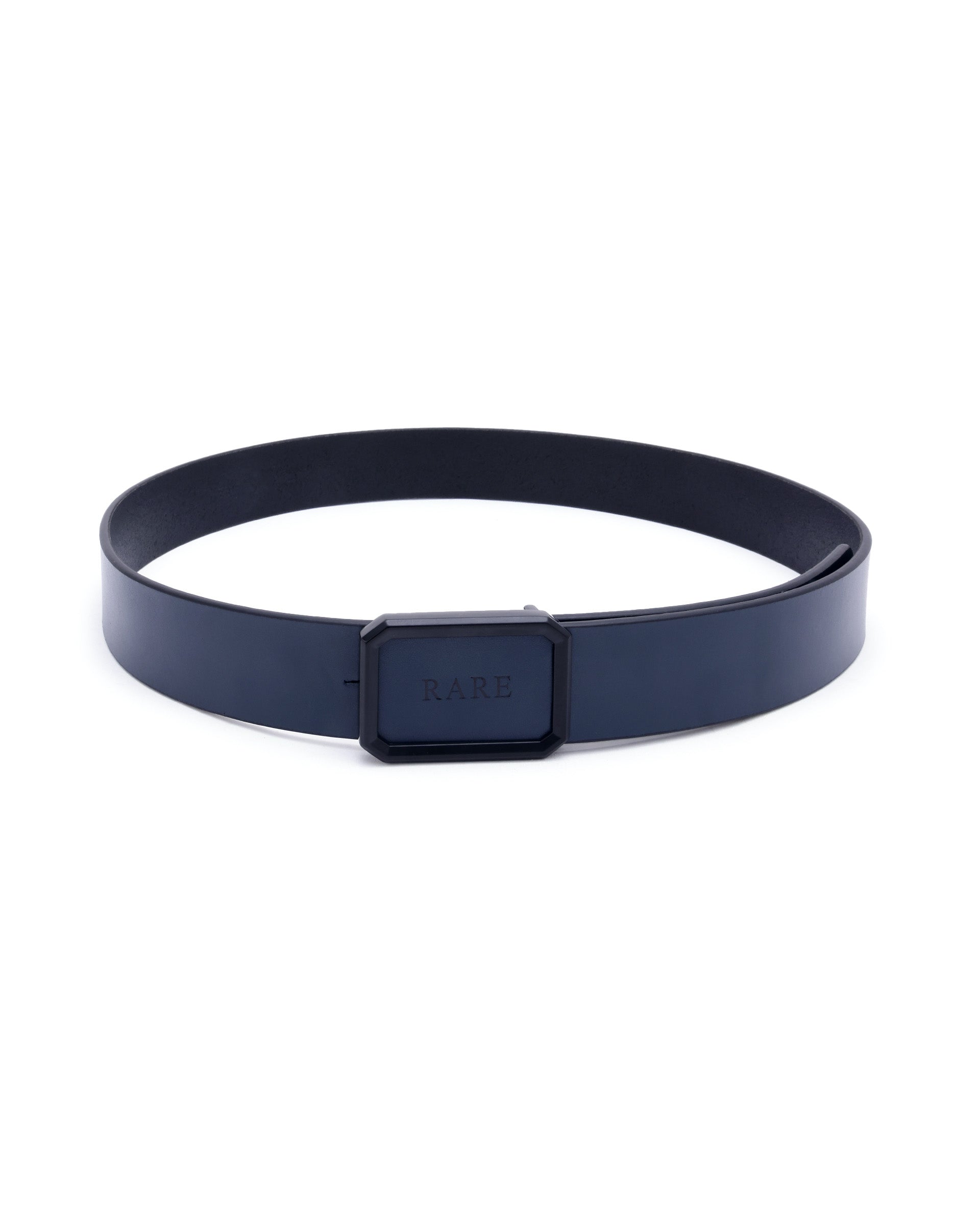 Rare Rabbit Men's Snape Blue Genuine Leather Non-Reversible Smooth Grain Belt