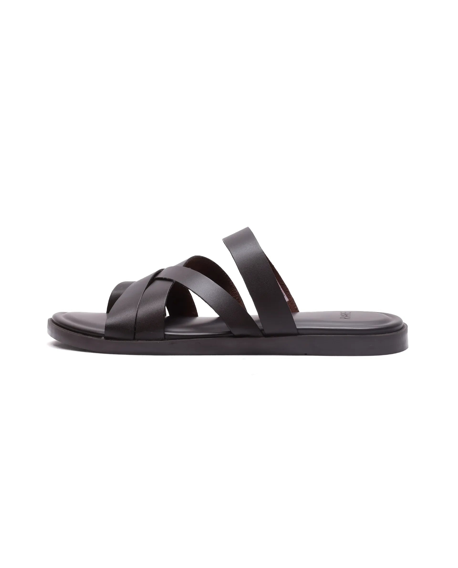 Rare Rabbit Men Soho Dark Coffee Slip-On Closure Sandal