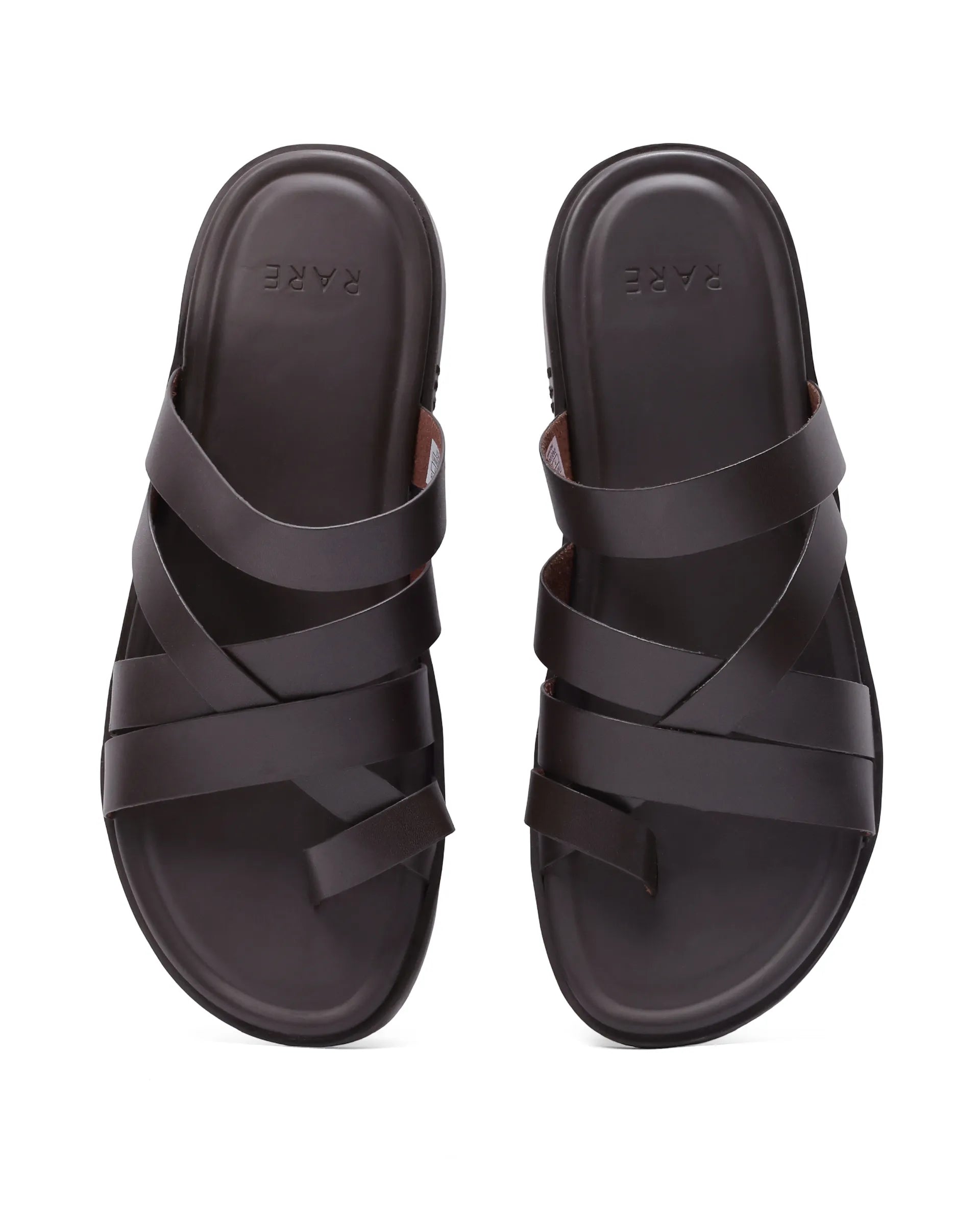 Rare Rabbit Men Soho Dark Coffee Slip-On Closure Sandal