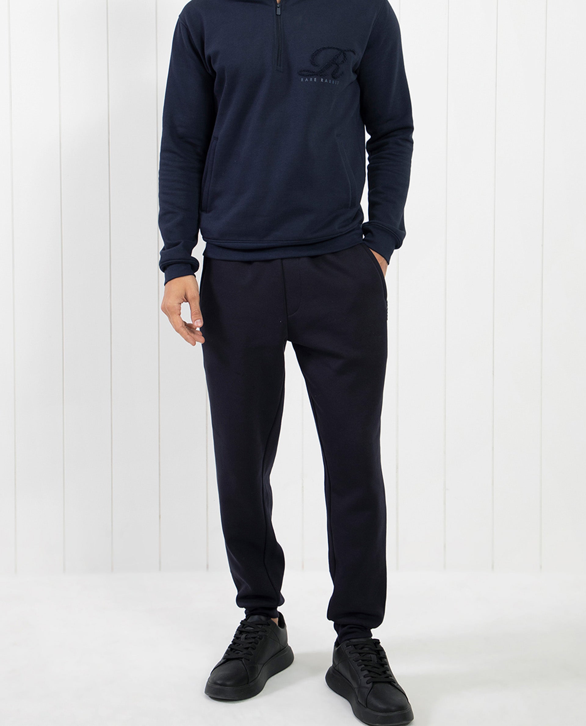Rare Rabbit Men's Saho Navy Mid-Rise Trackpant