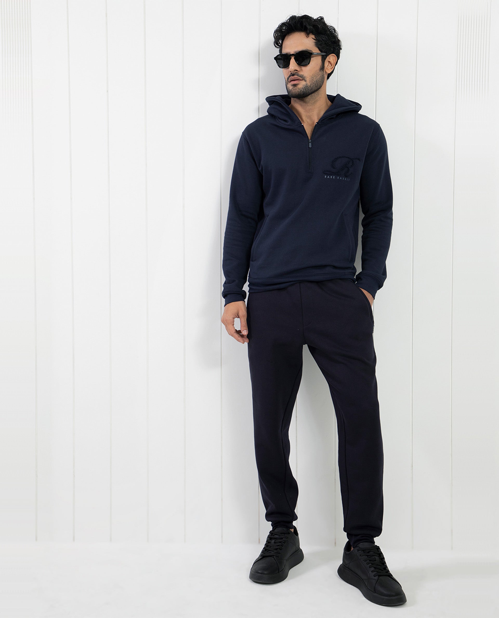 Rare Rabbit Men's Saho Navy Mid-Rise Trackpant