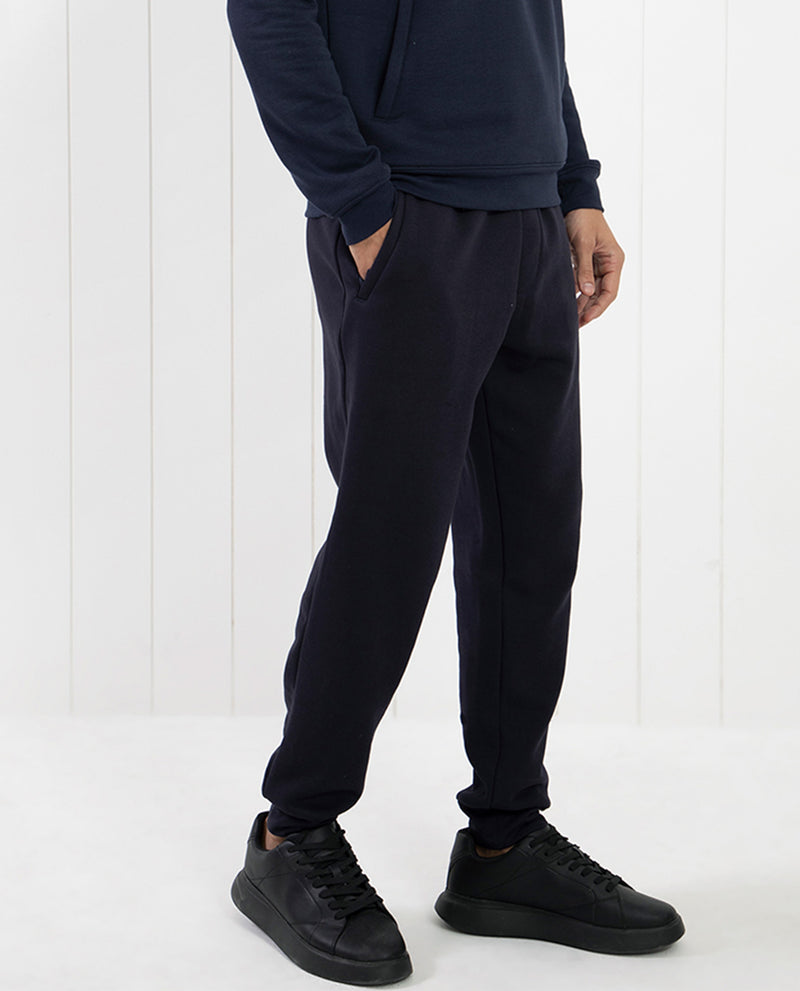 RARE RABBIT MENS SOHO NAVY TRACK PANT COTTON POLYESTER FABRIC MID RISE KNITTED DRAW STRING CLOSURE