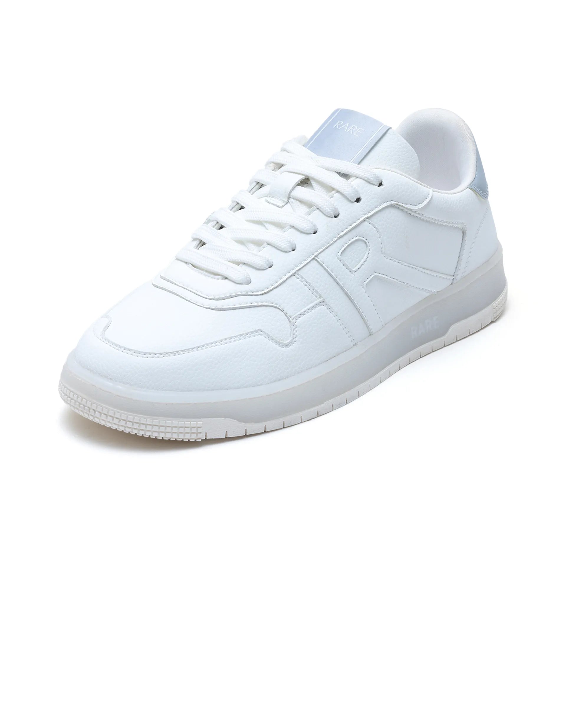 Rare Rabbit Men's Solara White Lace-Up Closure Micro Leather Sneaker
