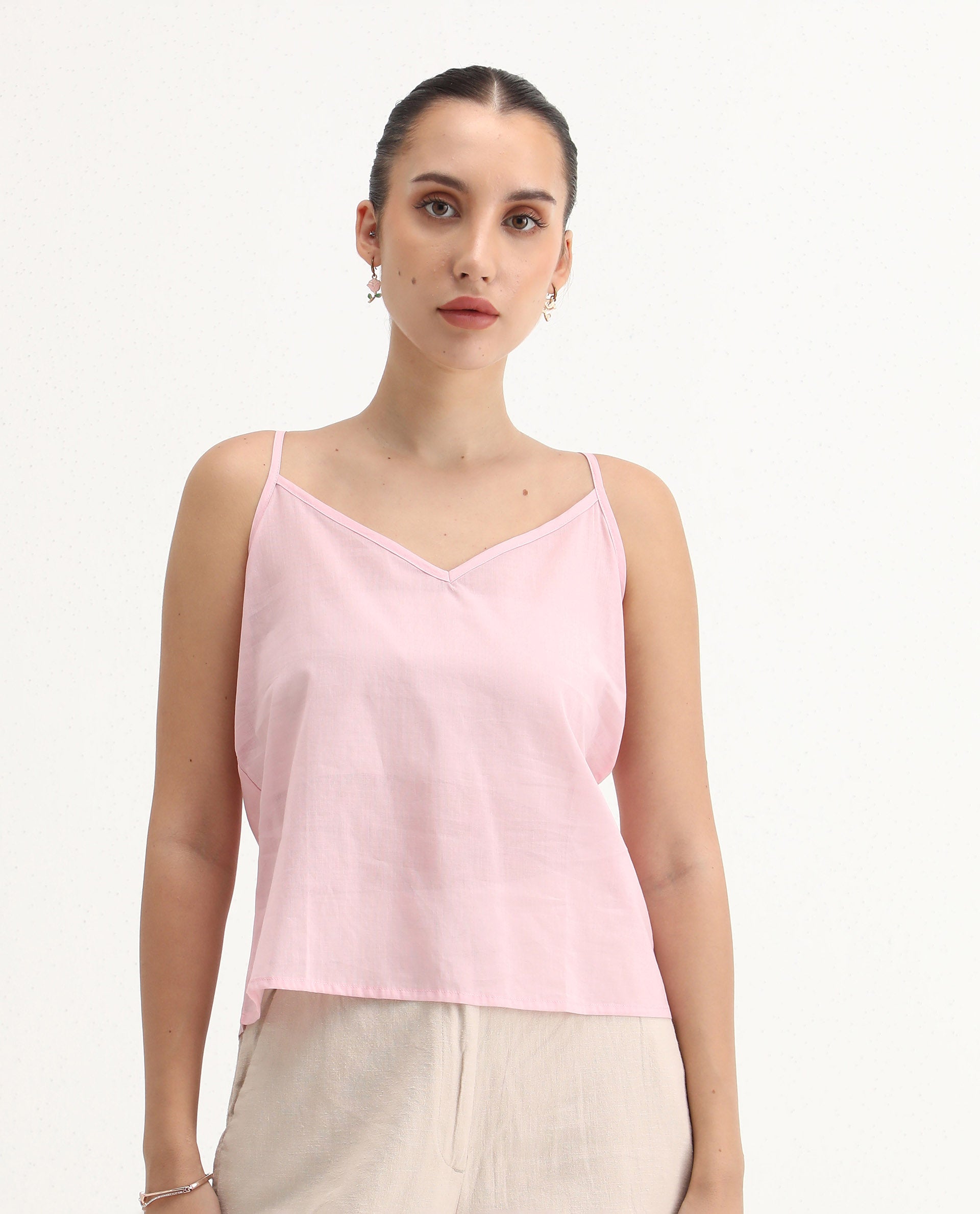 Rareism Women's Sombo Pink Polyester V-Neck Floral Print Bishop Sleeve Regular Fit Top