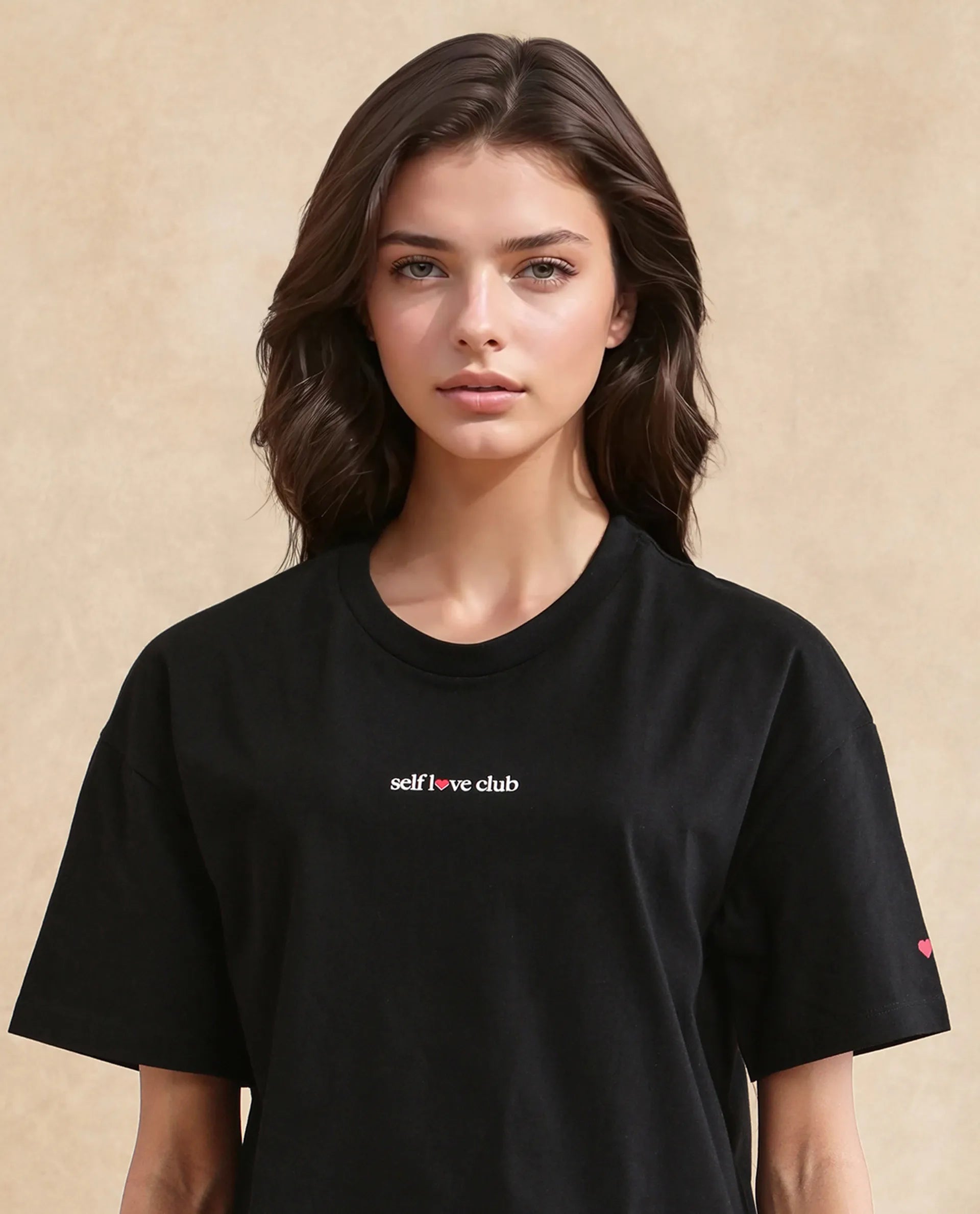 Rareism Women Sompri Black Crew Neck Boxy Fit Graphic Print T-Shirt