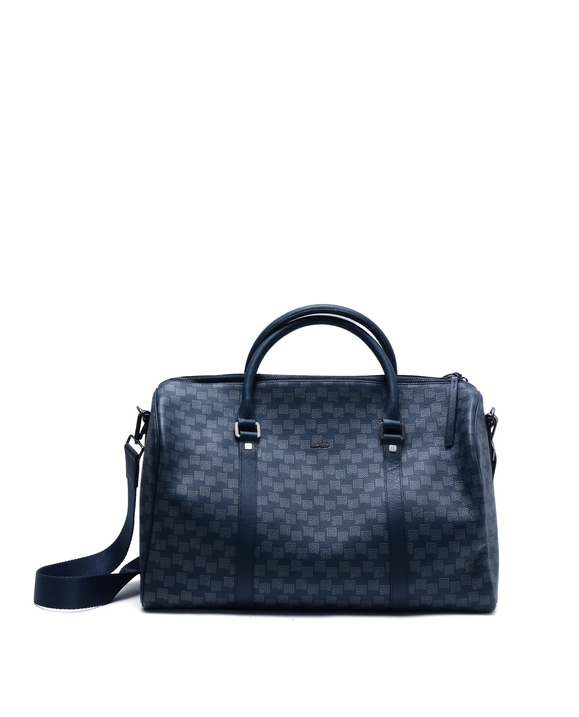 Rare Rabbit Men's Soraf Blue Monogram Print Duffle Bag (Limited Edition)
