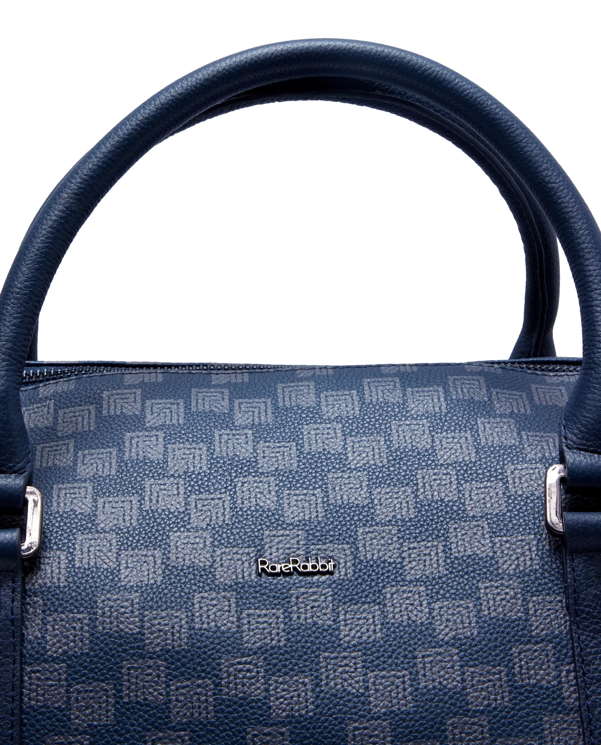 Rare Rabbit Men's Soraf Blue Monogram Print Duffle Bag (Limited Edition)