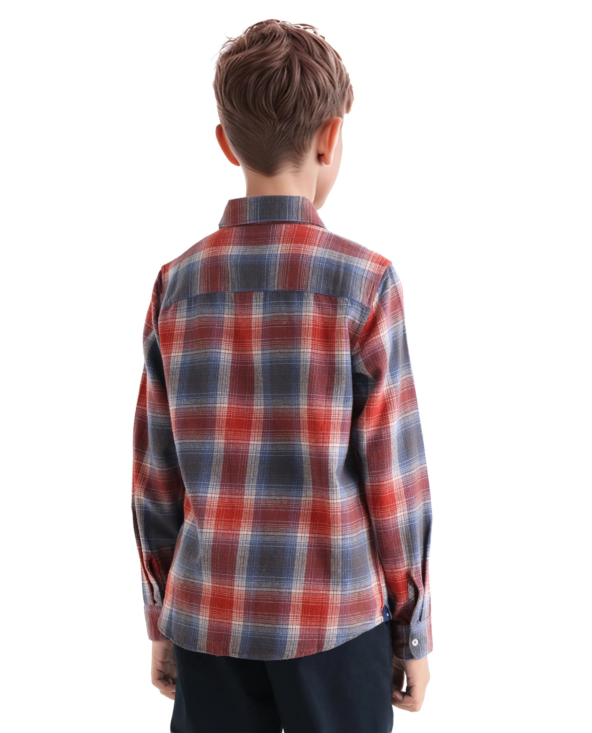 Rare Ones Kids Soren Dusky Rust Cotton Checked Button Closure Regular Fit Shirt