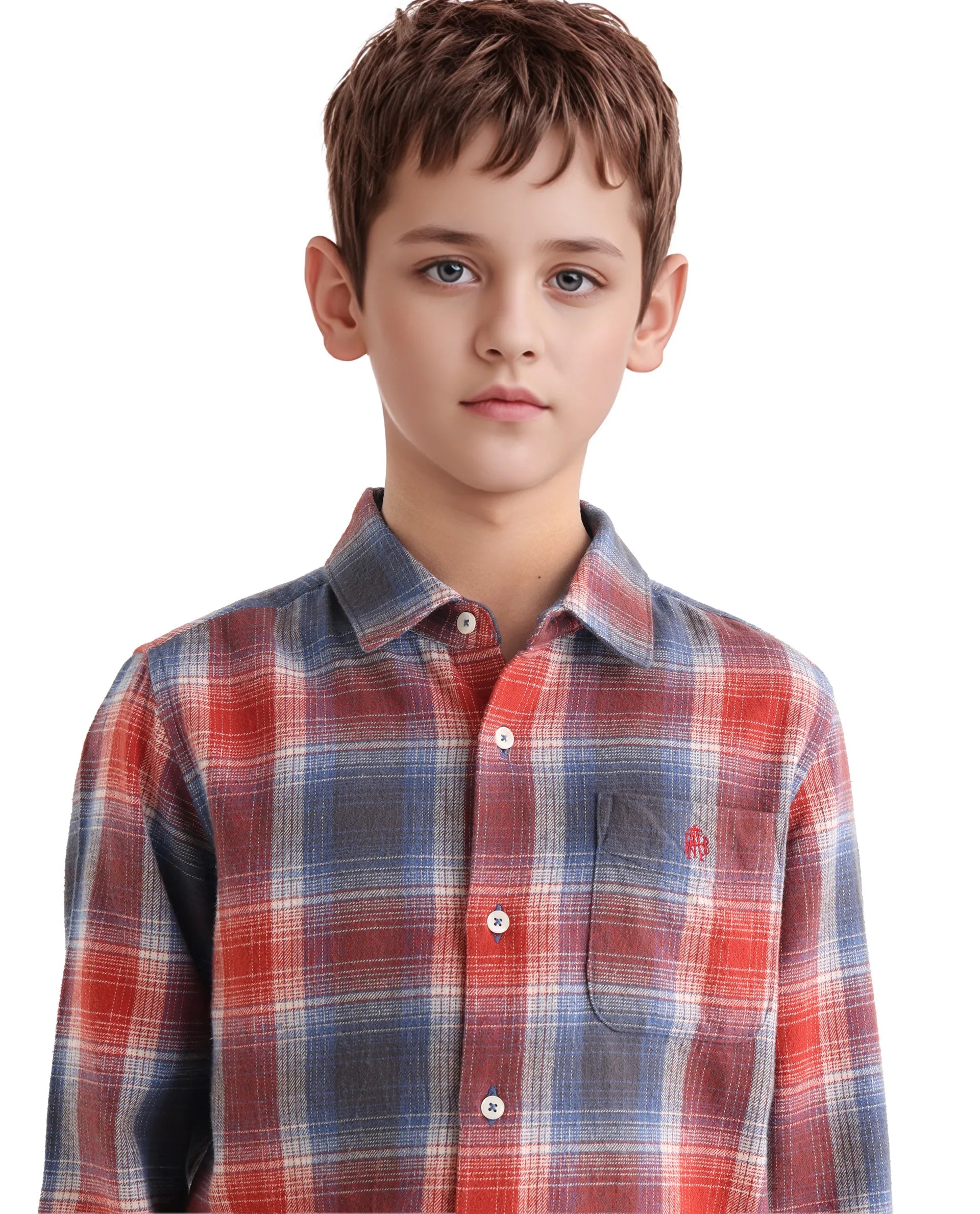 Rare Ones Kids Soren Dusky Rust Cotton Checked Button Closure Regular Fit Shirt