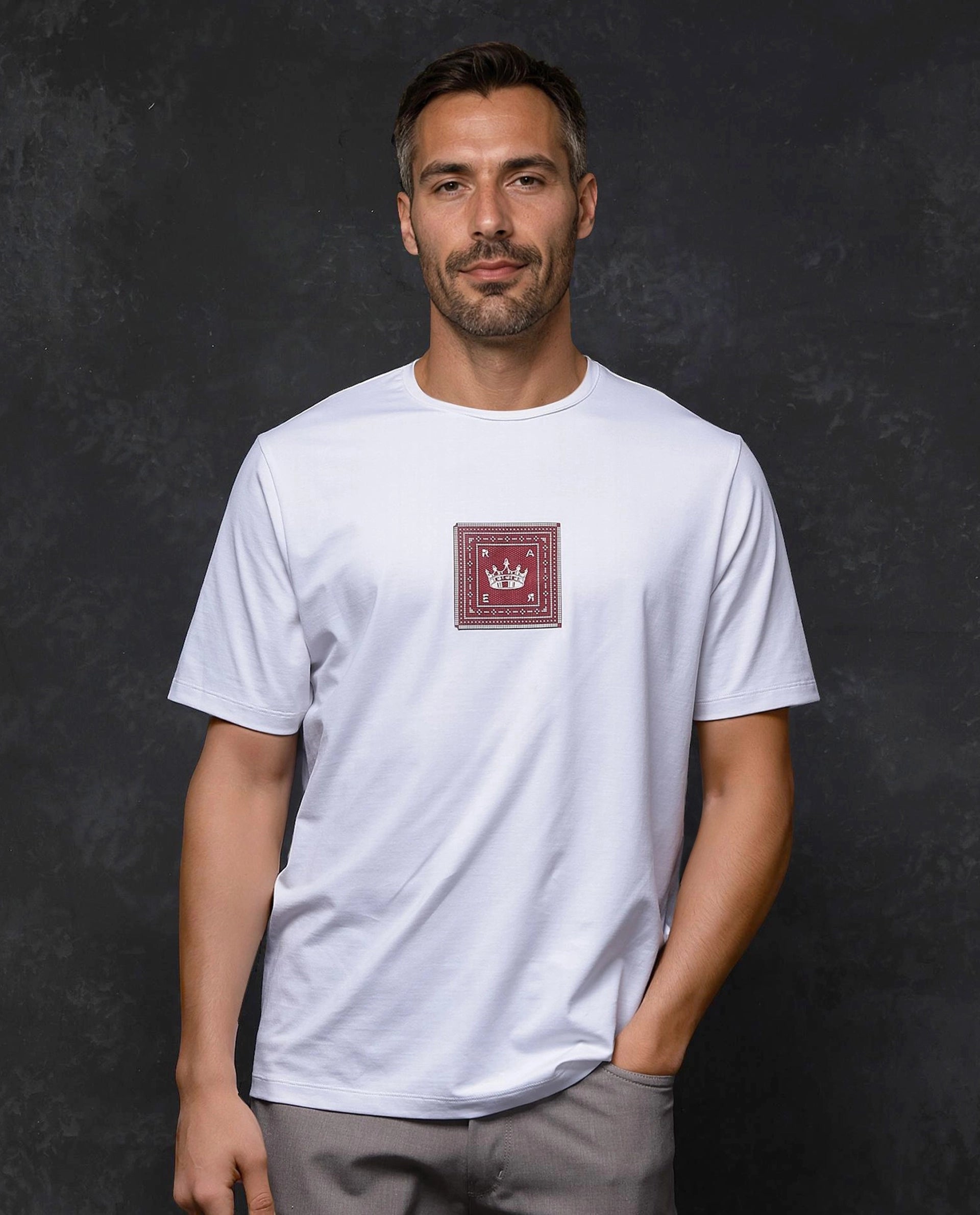 Rare Rabbit Men Spectre White Short Sleeve Crew Neck Graphic Print T-Shirt