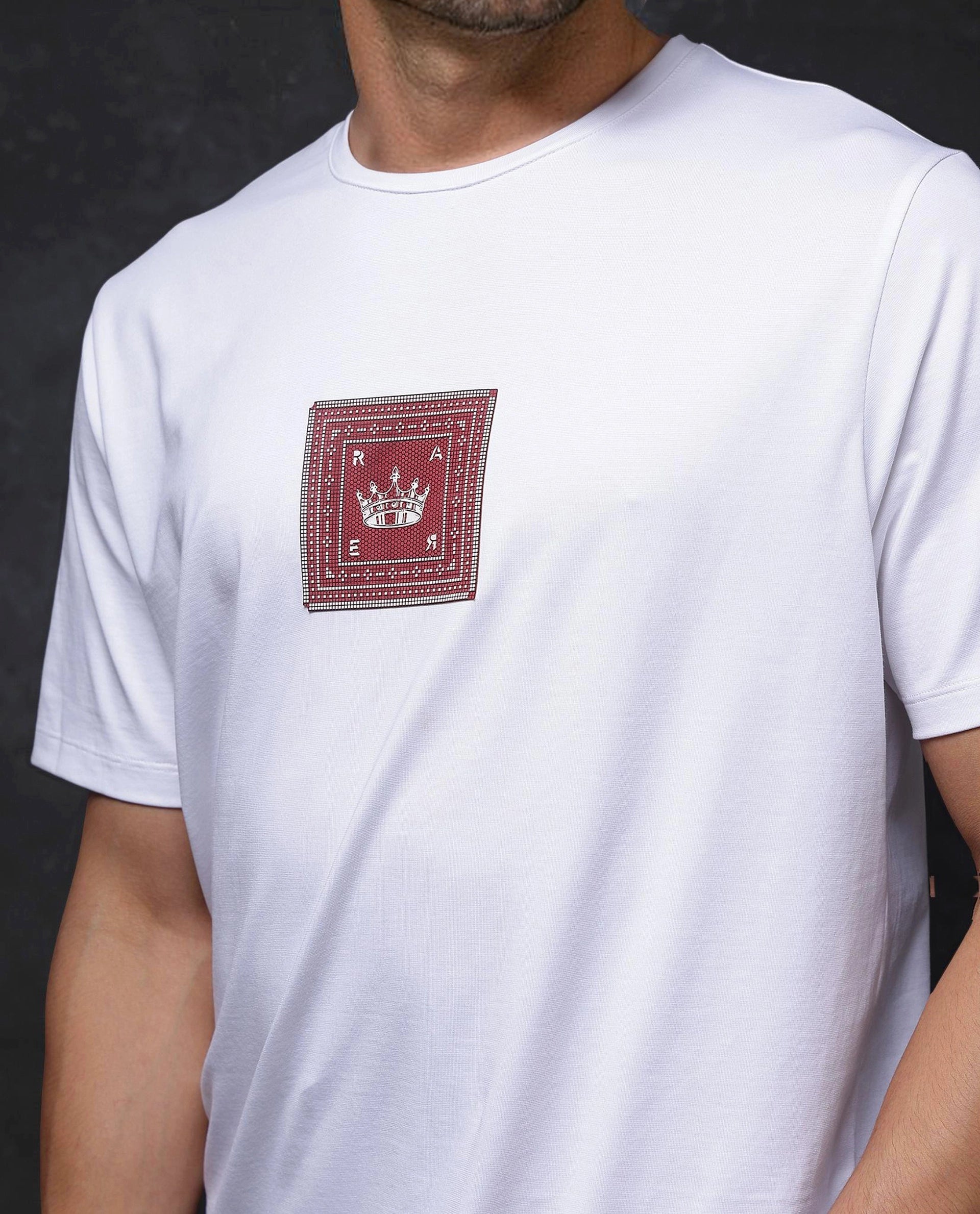 Rare Rabbit Men Spectre White Short Sleeve Crew Neck Graphic Print T-Shirt