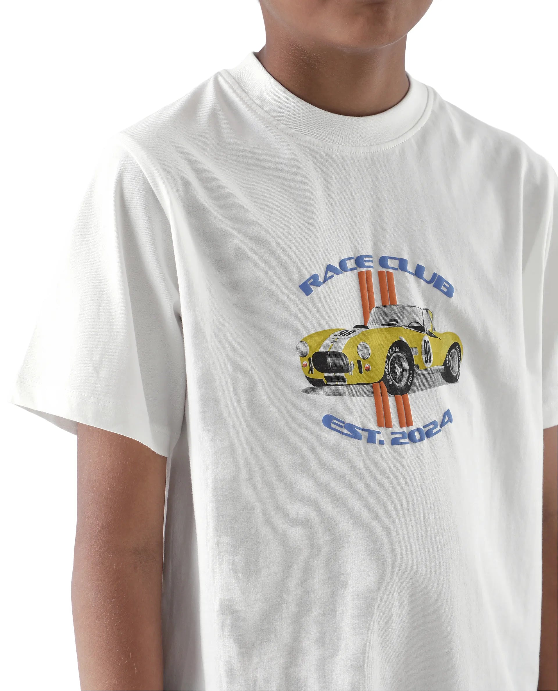 Rare Ones Kids Speed Off White Cotton Half Sleeve Solid Slip-On Closure Regular Fit T-Shirt