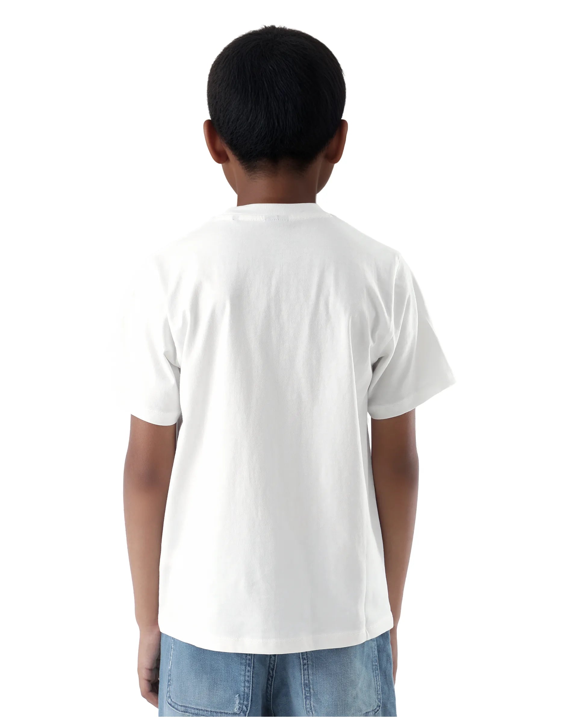 Rare Ones Kids Speed Off White Cotton Half Sleeve Solid Slip-On Closure Regular Fit T-Shirt