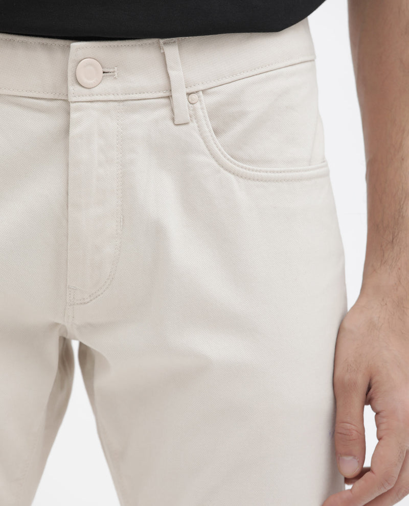 Rare Rabbit Men's Spoke -24 Light Beige Cotton Linen Solid Trousers