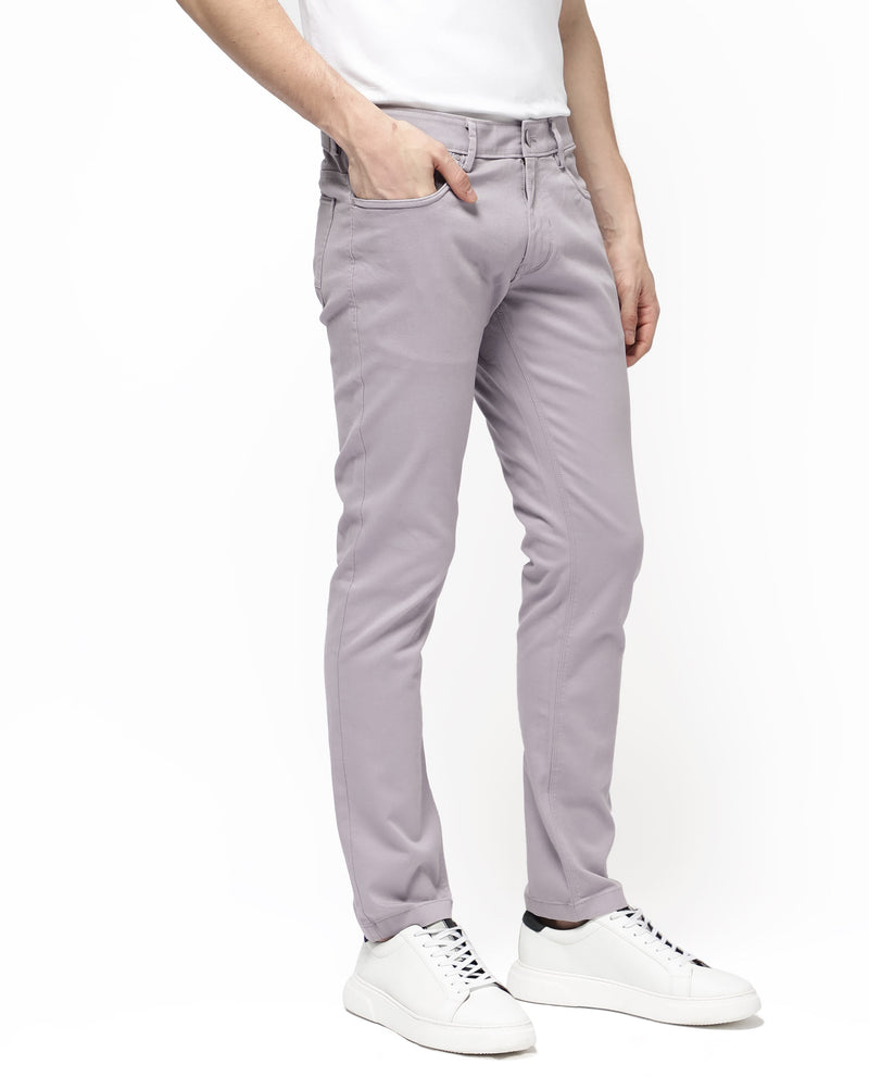 Rare Rabbit Men's Spoke - 24 Pastel Purple Cotton Linen Solid Trousers