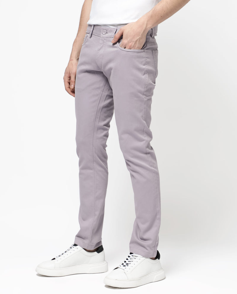 Rare Rabbit Men's Spoke - 24 Pastel Purple Cotton Linen Solid Trousers